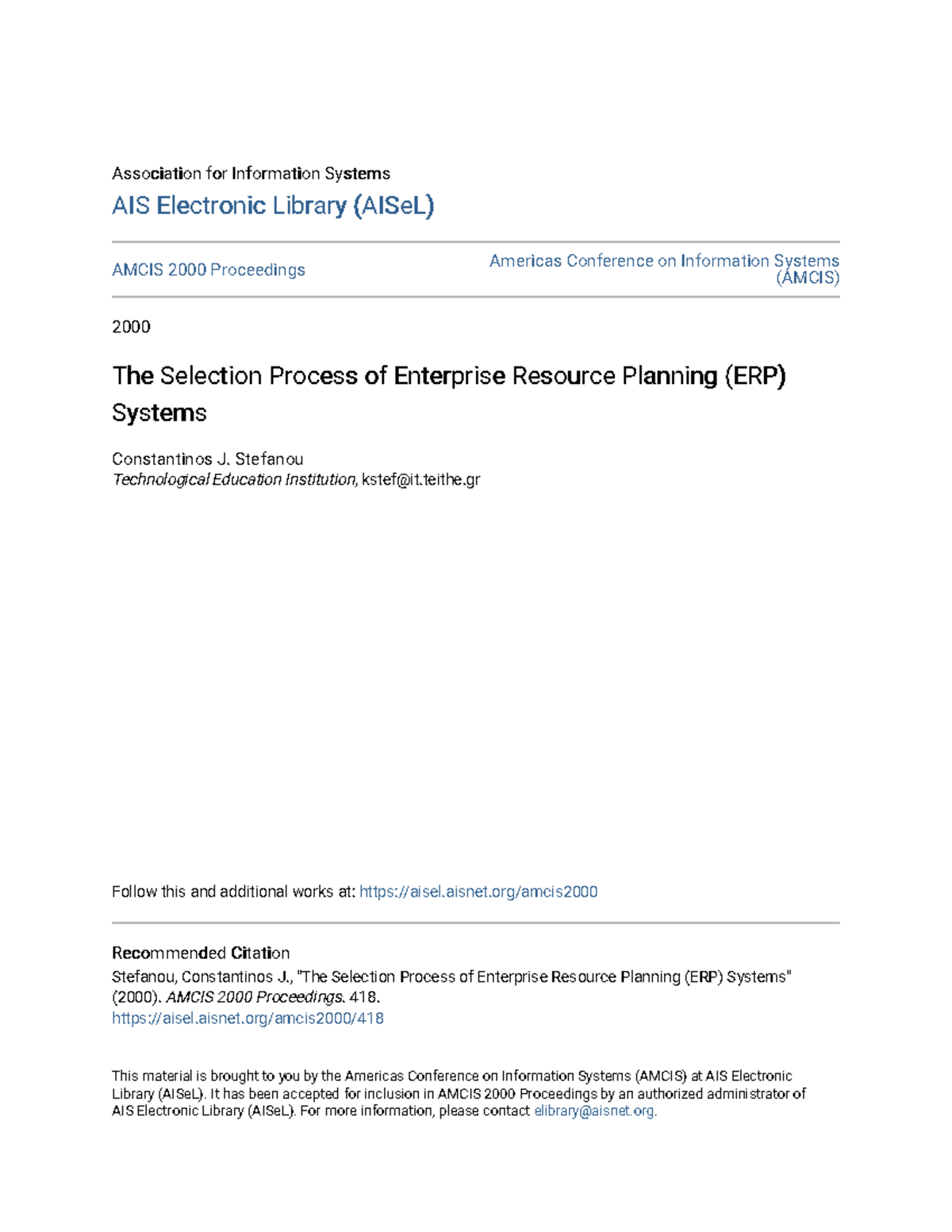 Selecting Enterprise Resource Planning (ERP) Systems: A Framework for ...