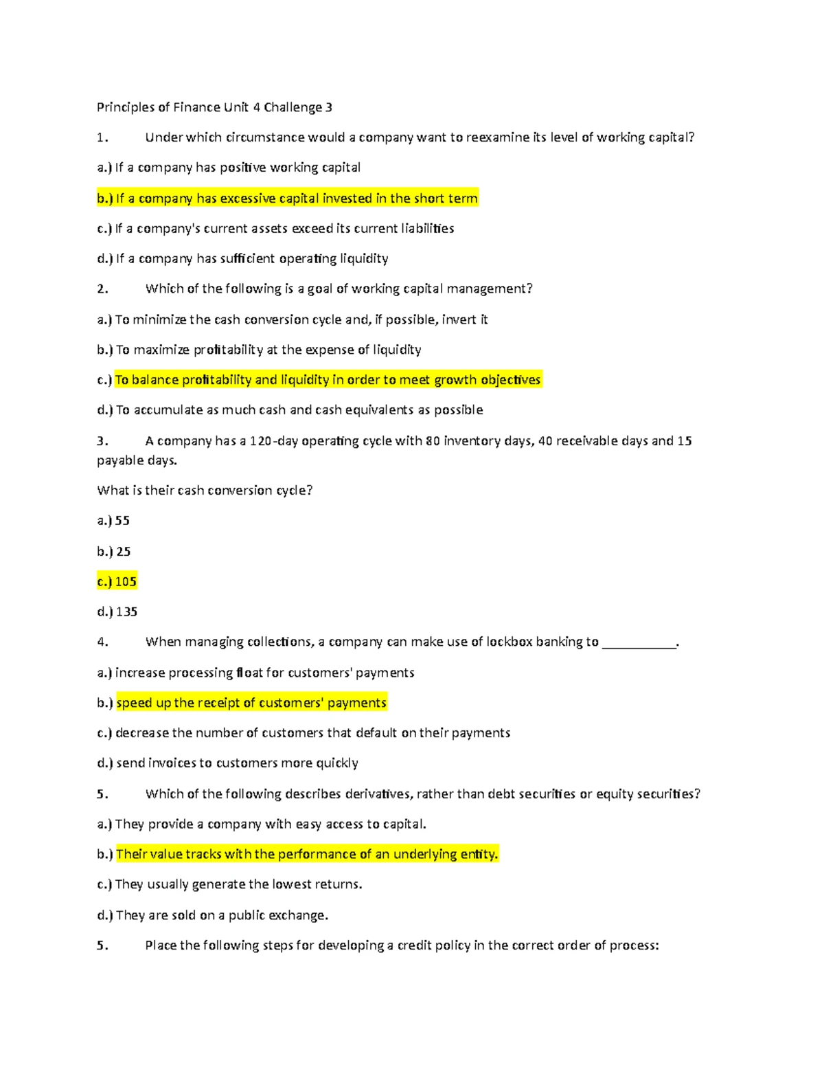 Principles of Finance Unit 4 Challenge 2 - Principles of Finance Unit 4 ...
