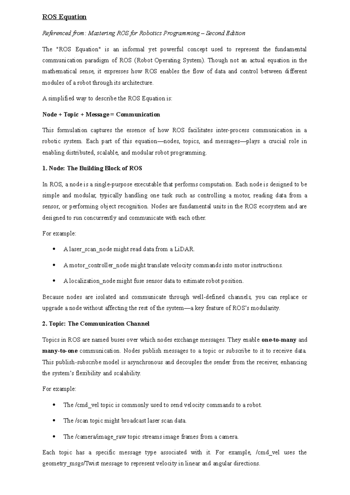 ROS Equation: Understanding the Communication Paradigm in Robotics ...