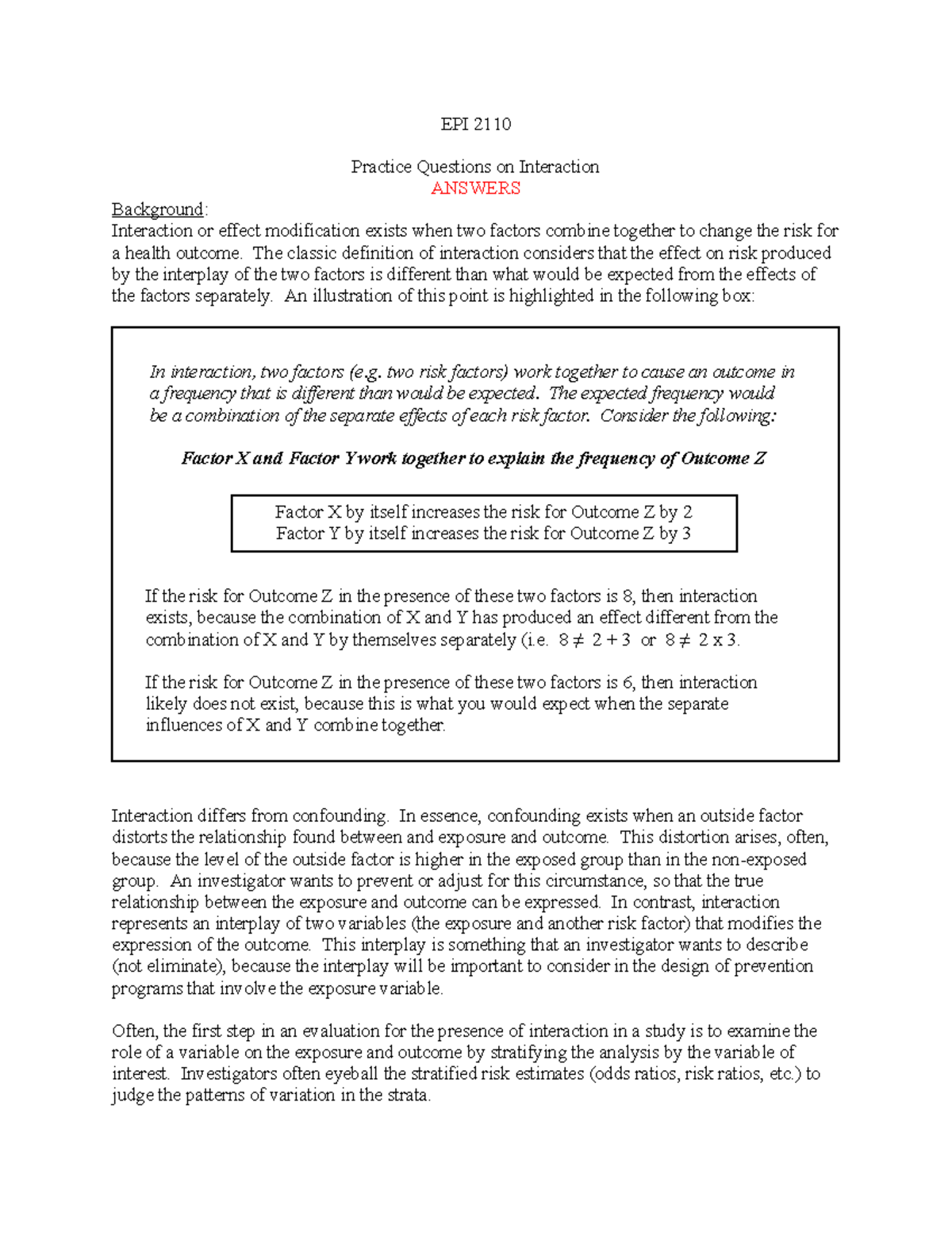 Practice Questions on Interaction Answers - EPI 2110 Practice Questions ...