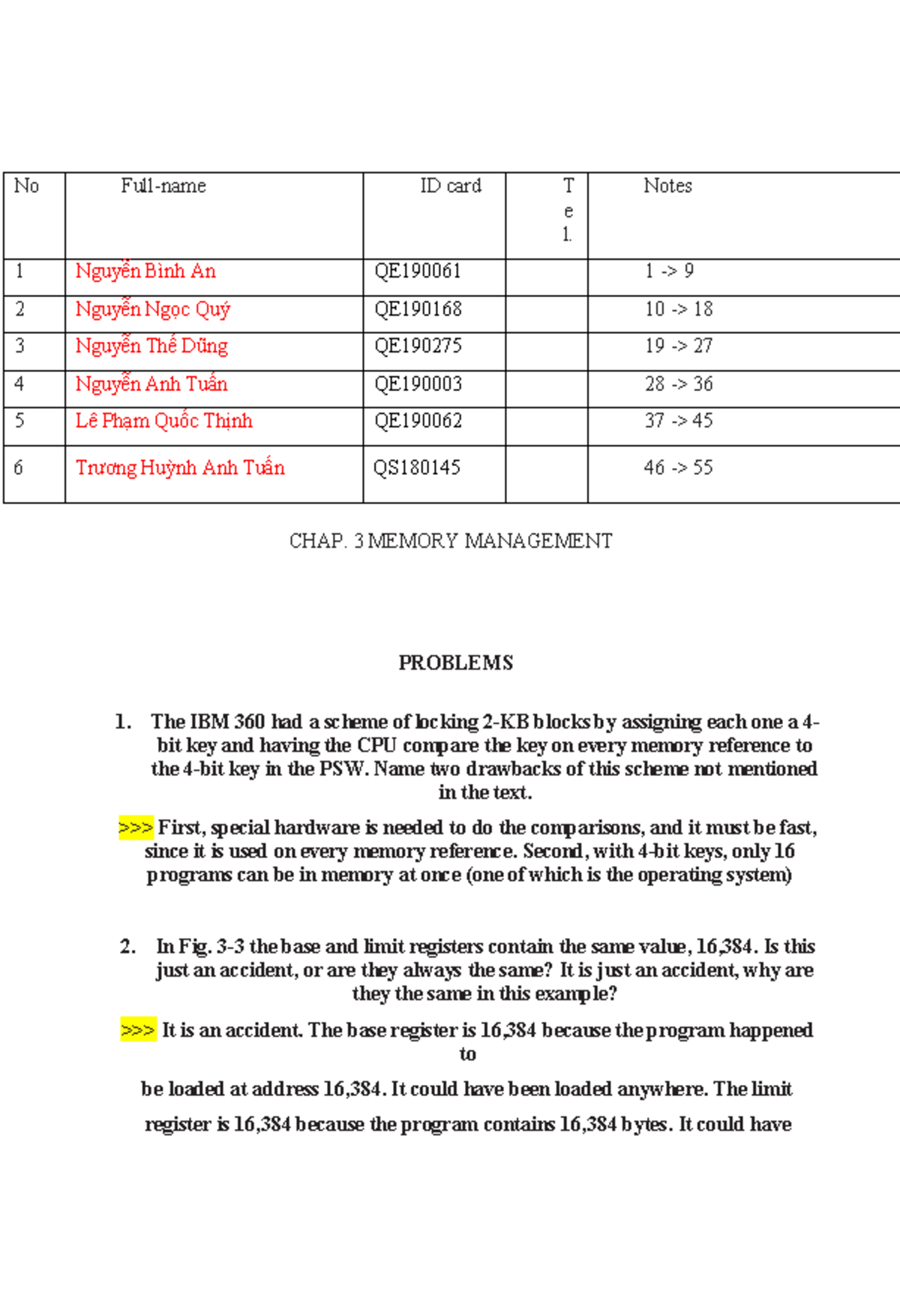 OSG202 - Chapter 3 - Memory Management Notes - Group 1 - Su24 - Studocu