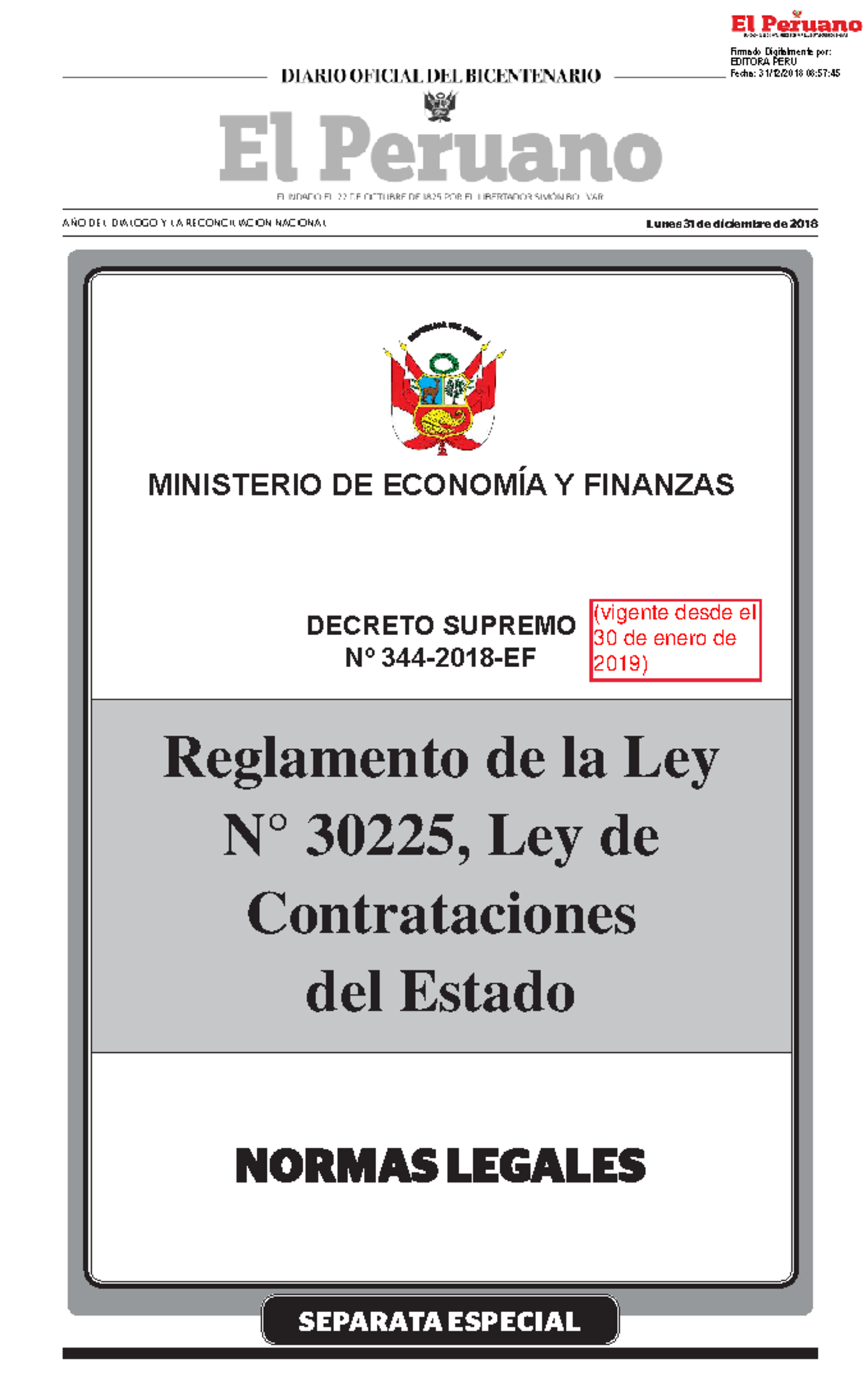 Reglamento de RLCE - reglameto de la ley de contrataciones - SEPARATA ...