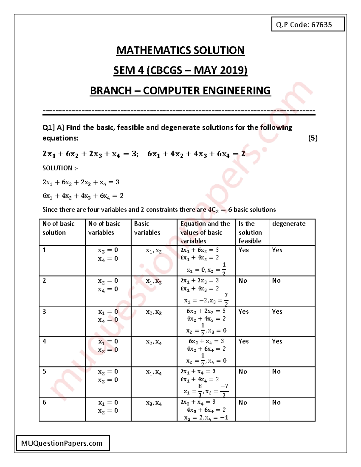 Applied Mathematics IV - CBCGS - Computer Engineering Sem 4 May 2019 ...