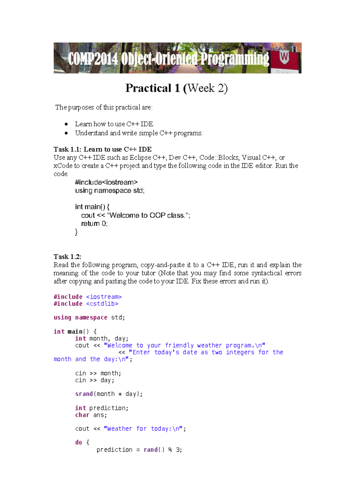 18850913 - Practical 1 (Week 2): IDE Usage & Simple Programs - Studocu