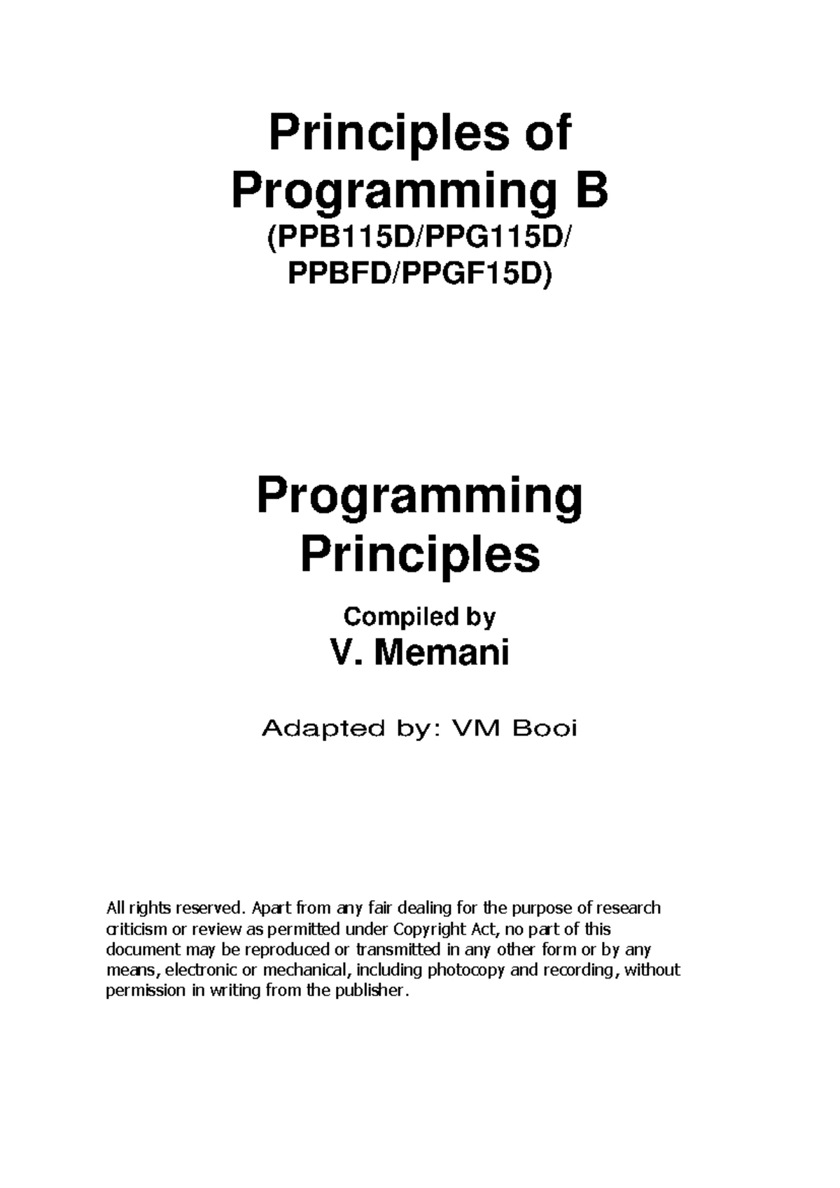 Learning Outcome B Modularizatiion - Principles of Programming B Notes ...