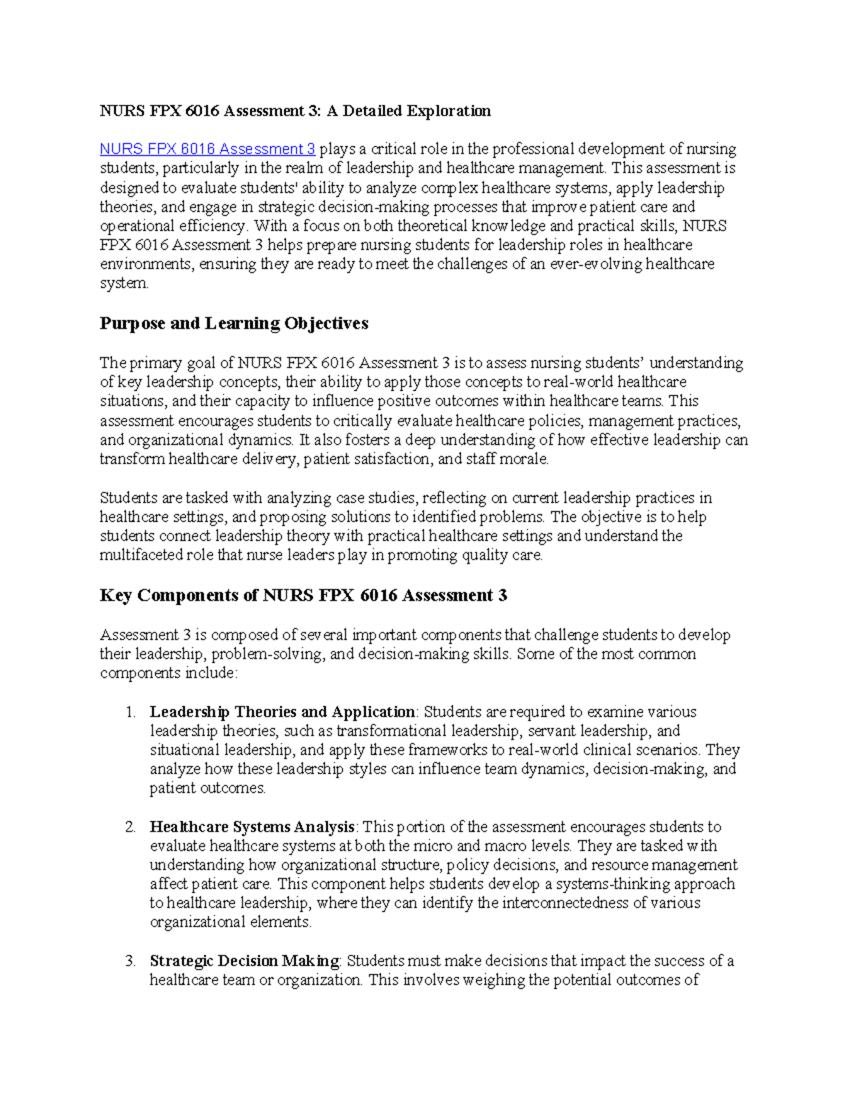 26 NURS FPX 6016 Assessment 3 - NURS FPX 6016 Assessment 3: A Detailed ...