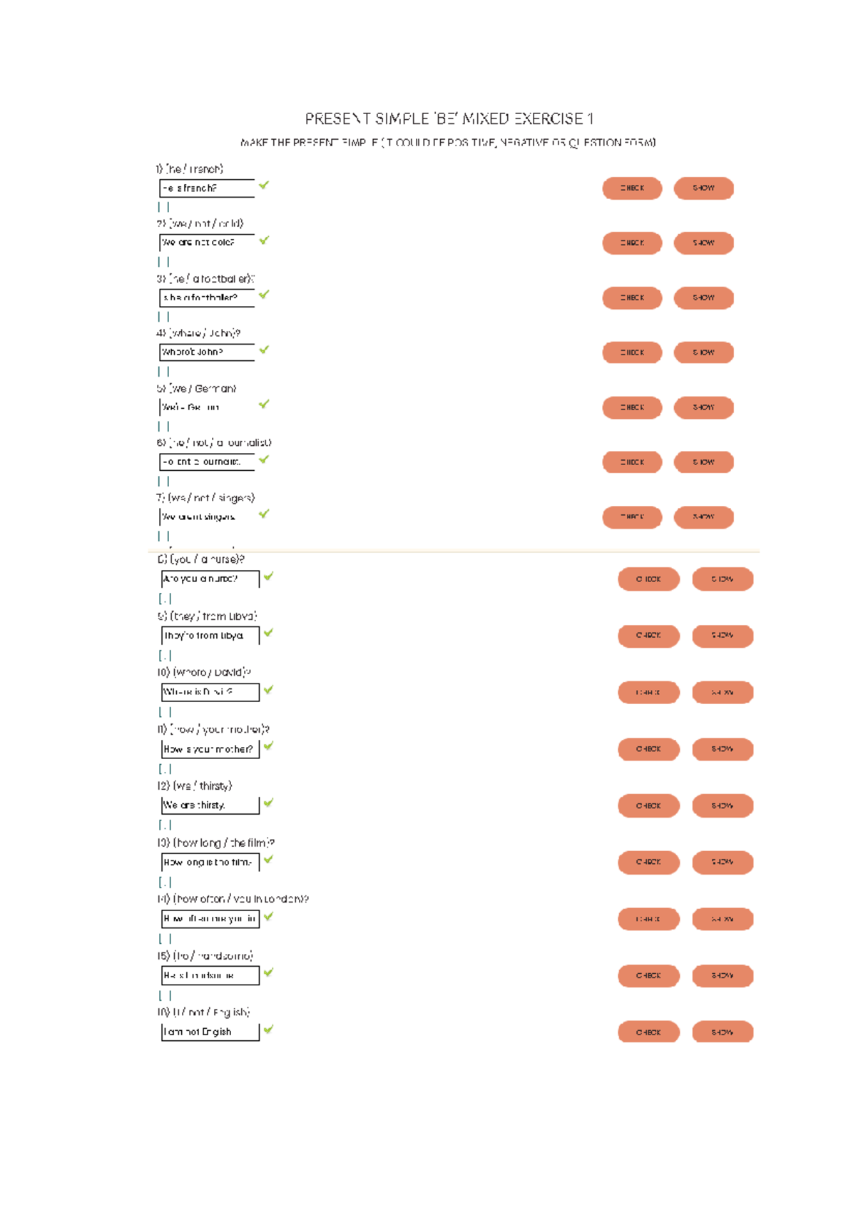 PRESENT SIMPLE EXERCISES (ENG 101) - POSITIVE, NEGATIVE, QUESTIONS ...