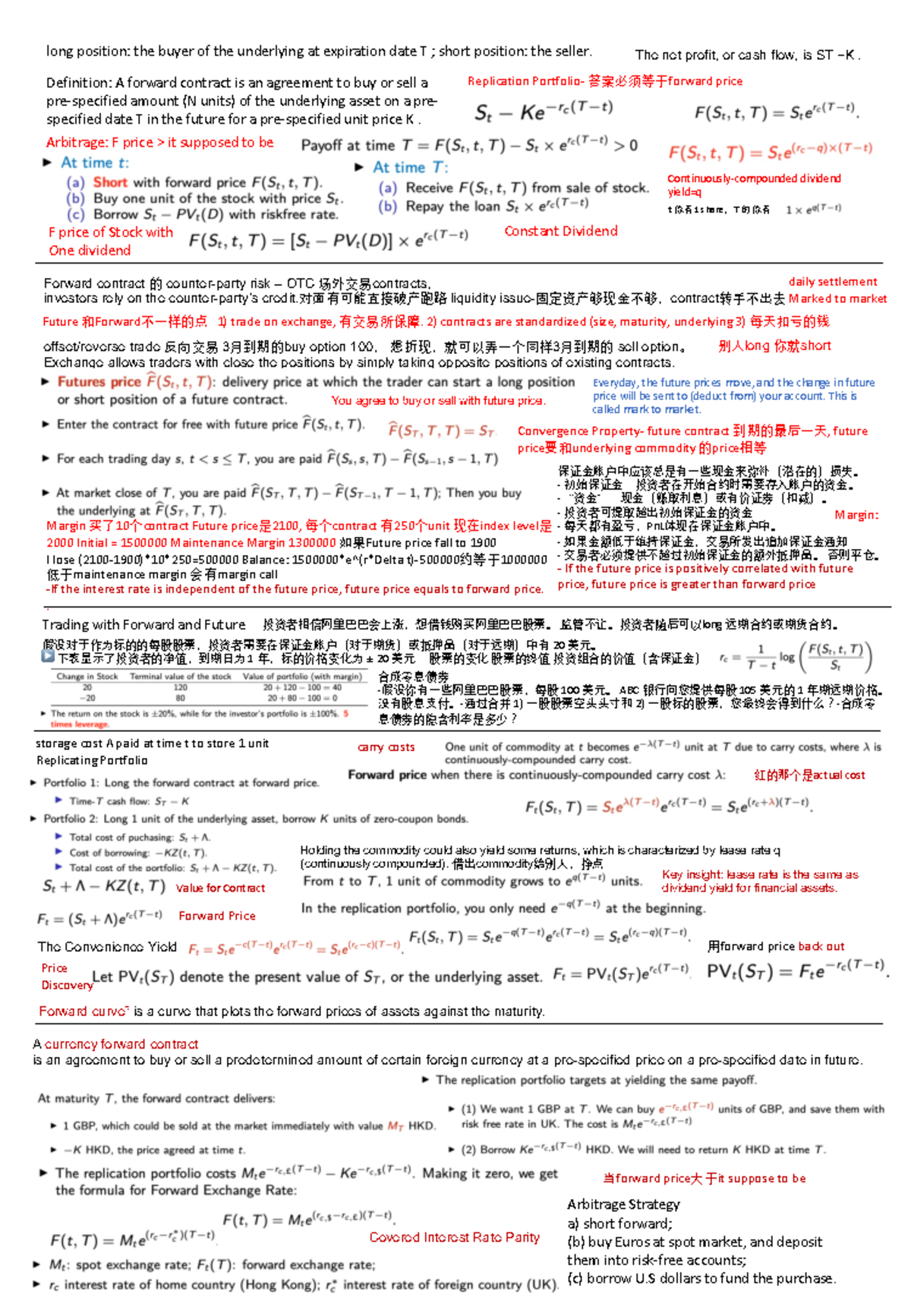 3203 MT Forward & Futures Cheat Sheet with Key Definitions - Studocu