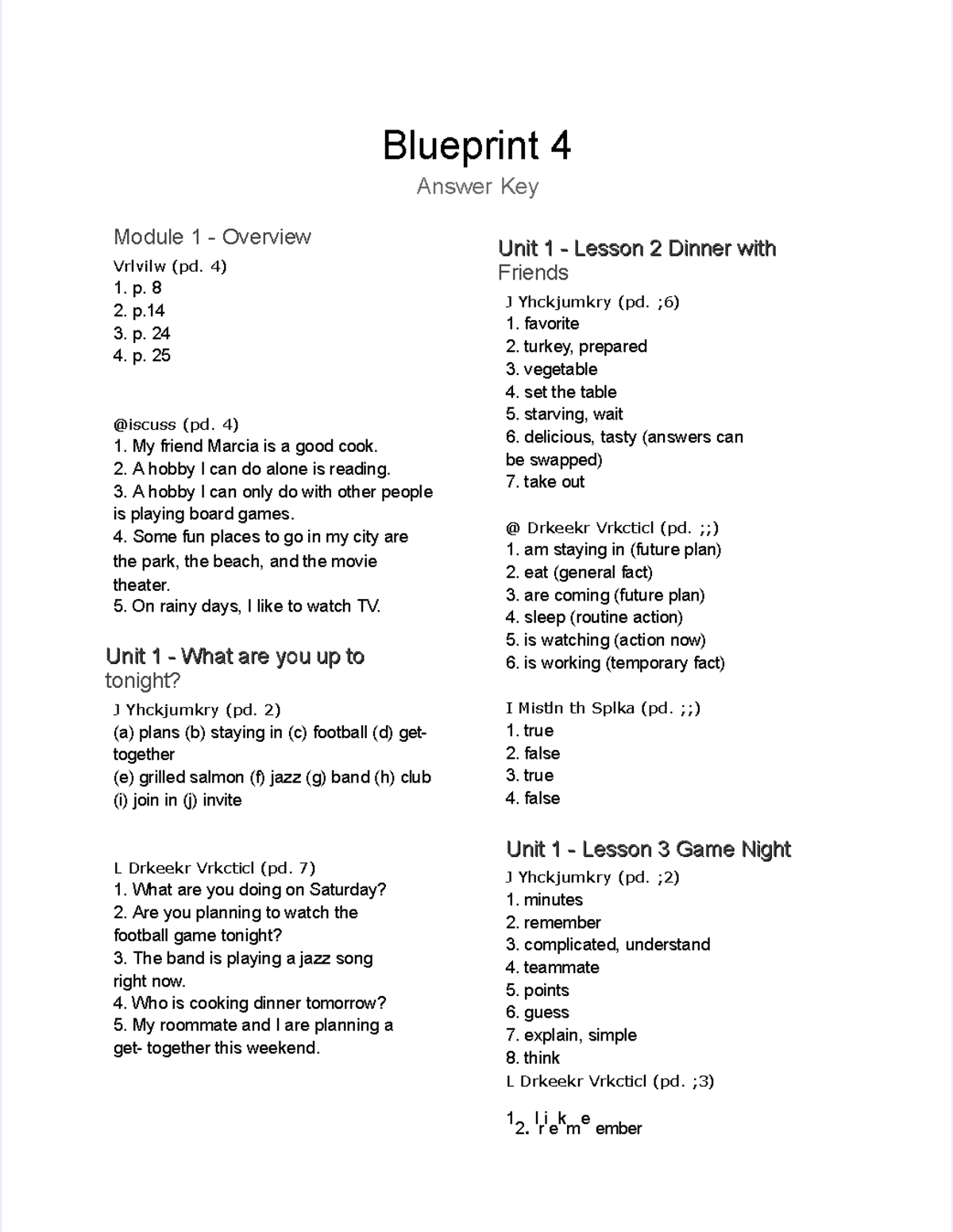 Blueprint 4 Student Book Answer Key for Modules 1 & 2 - Studocu