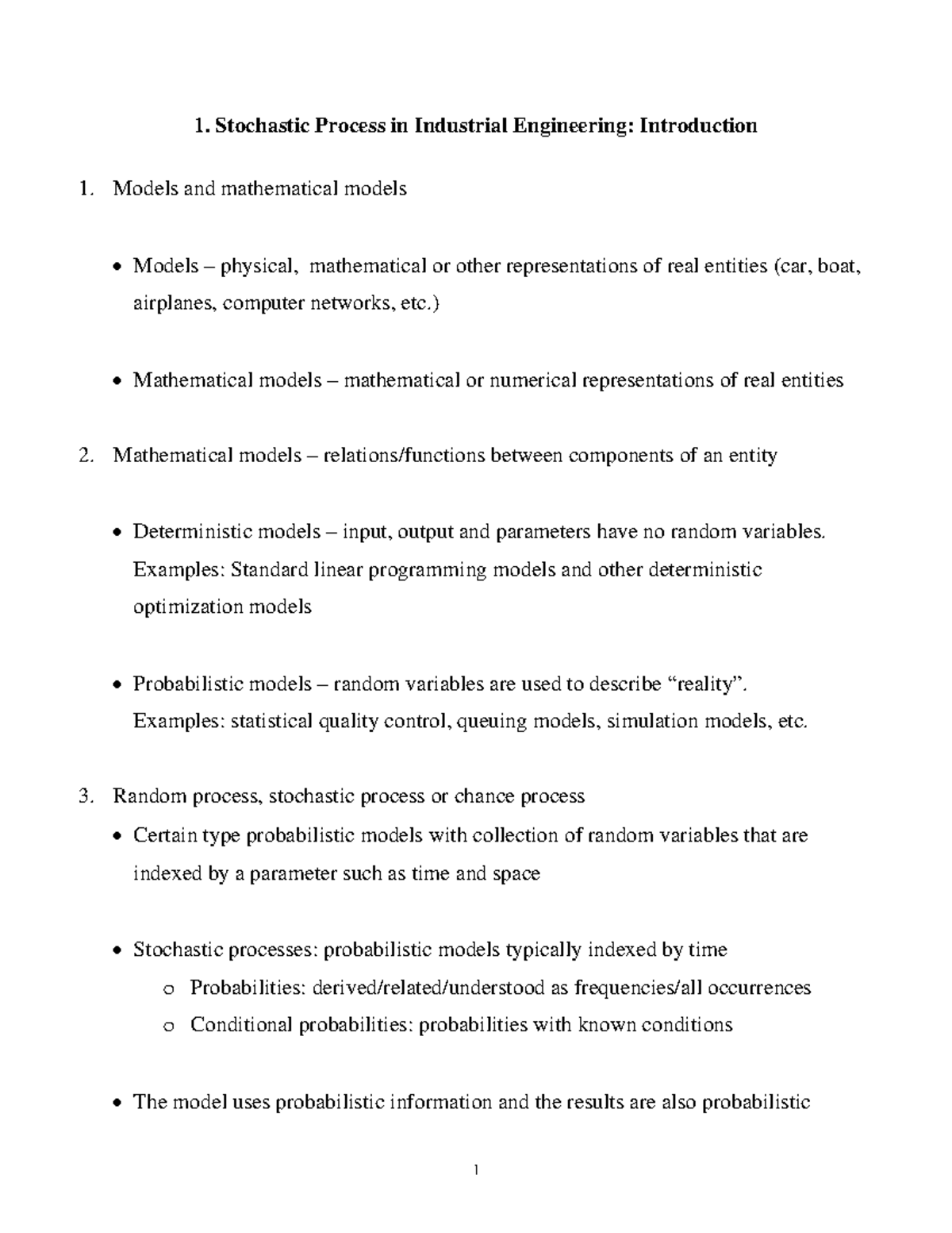 IE 101: Introduction to Stochastic Processes in Industrial Engineering ...