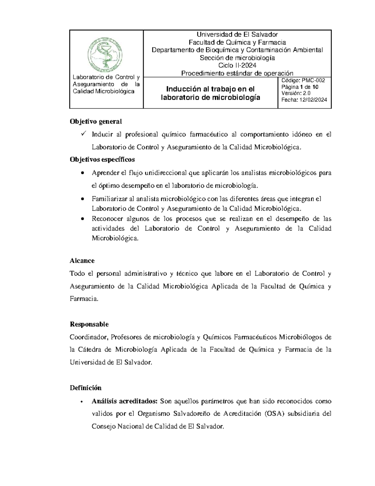 Práctica 1: POE - Inducción al Laboratorio de Microbiología 2025 - Studocu