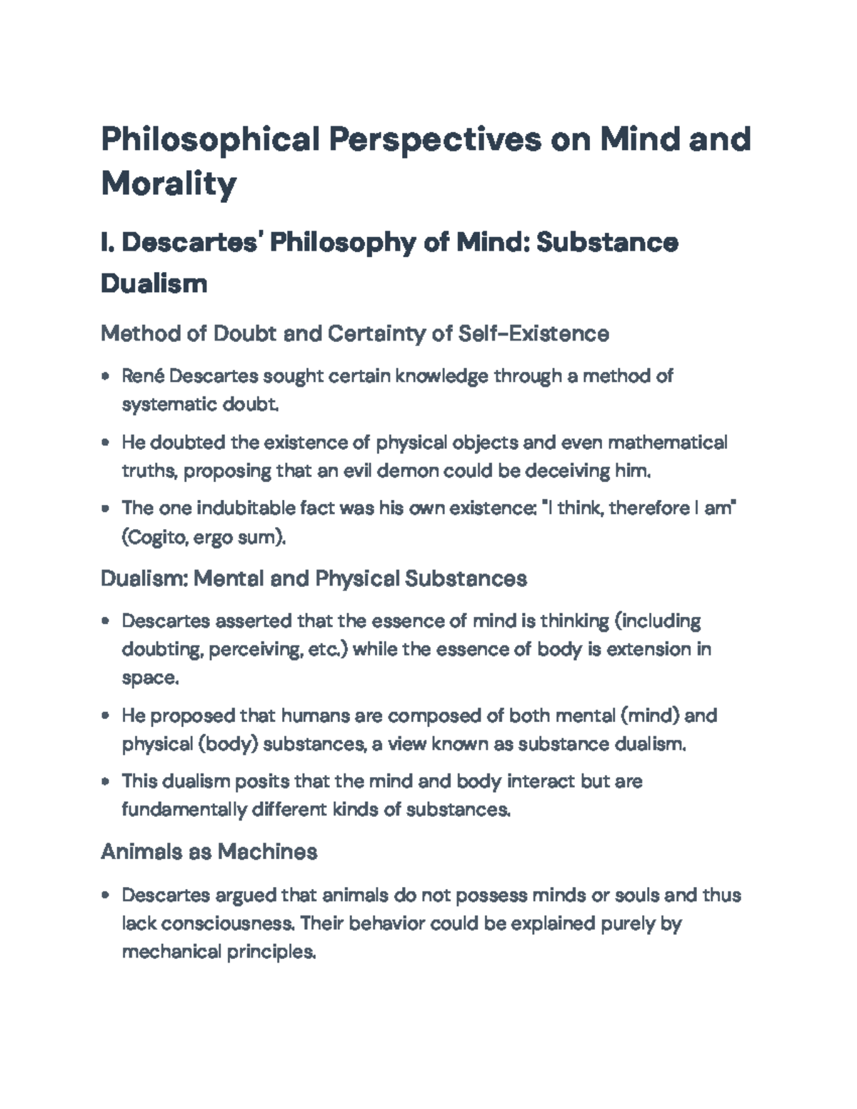 Philosophical Perspectives on Mind and Morality (PHIL 101 ...