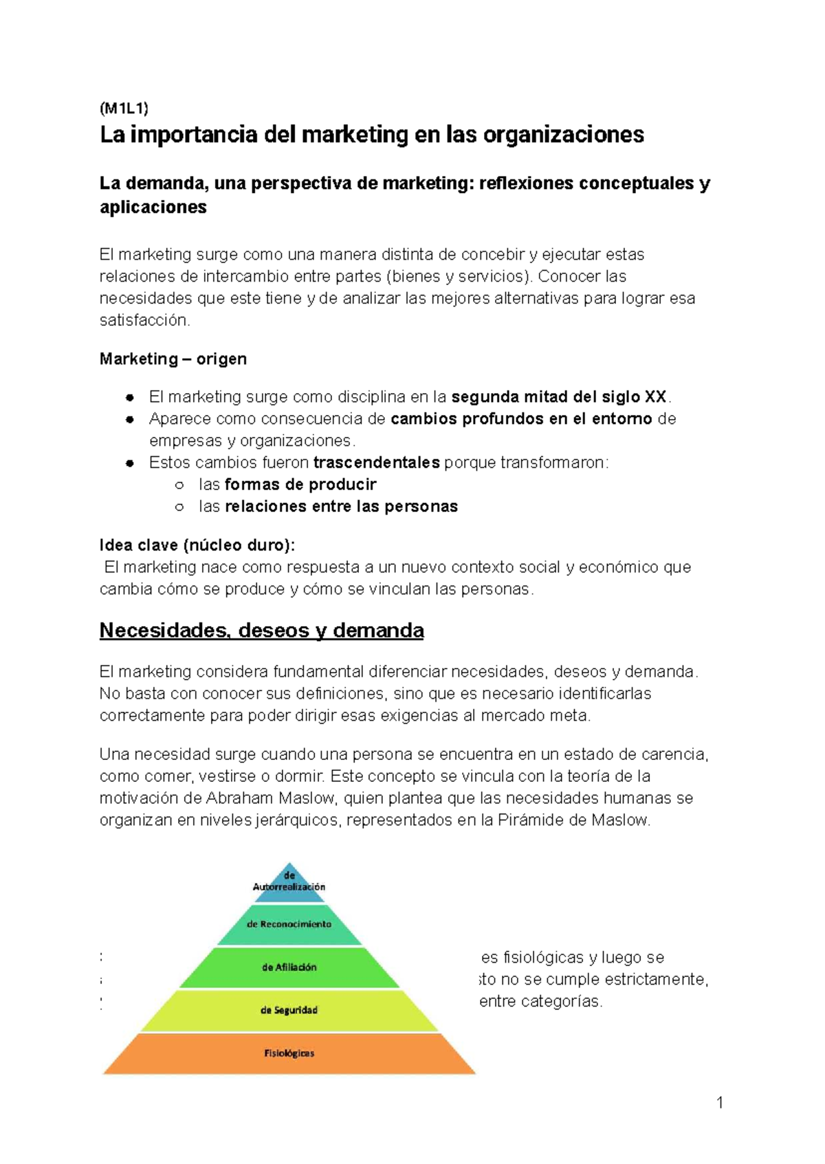 (M1L1) La Importancia del Marketing en las Organizaciones: Conceptos y ...