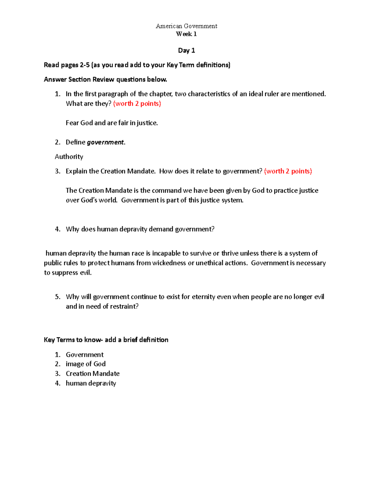 Wk 1 American Government Study Guide: Key Terms & Responses - Studocu