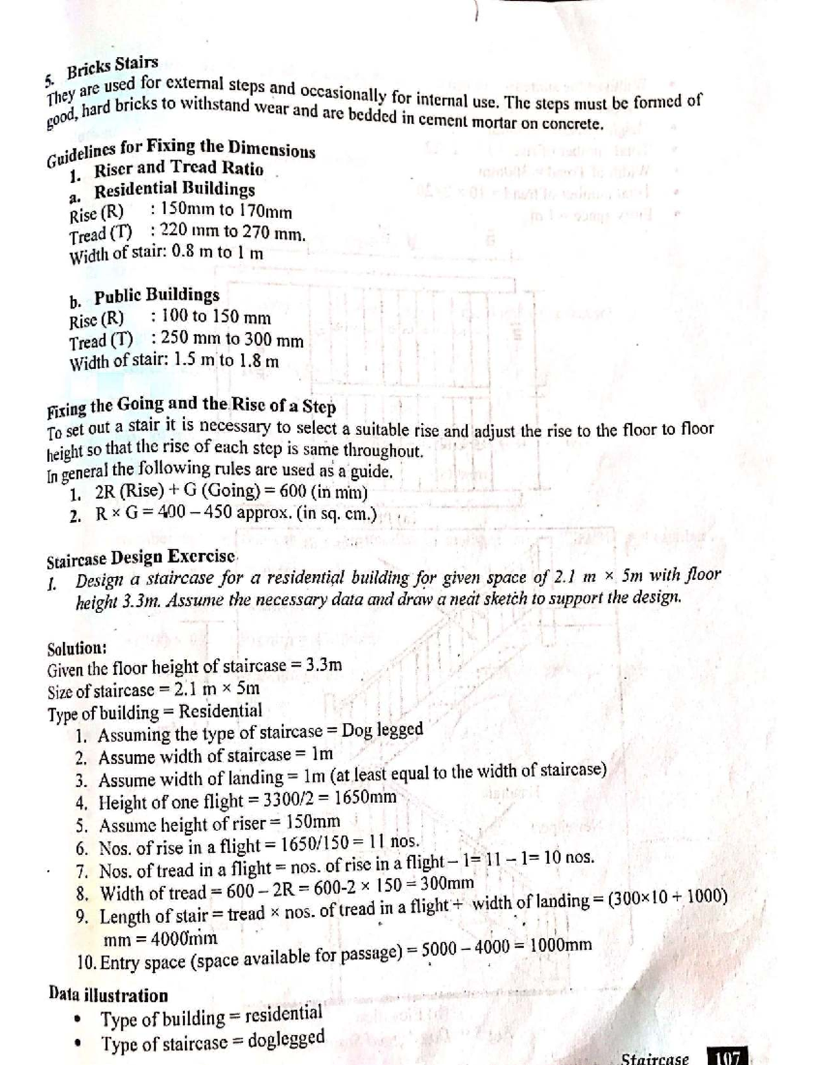 Staircase Design Guidelines and Numerical Exercises (CH-3) - Document Preview