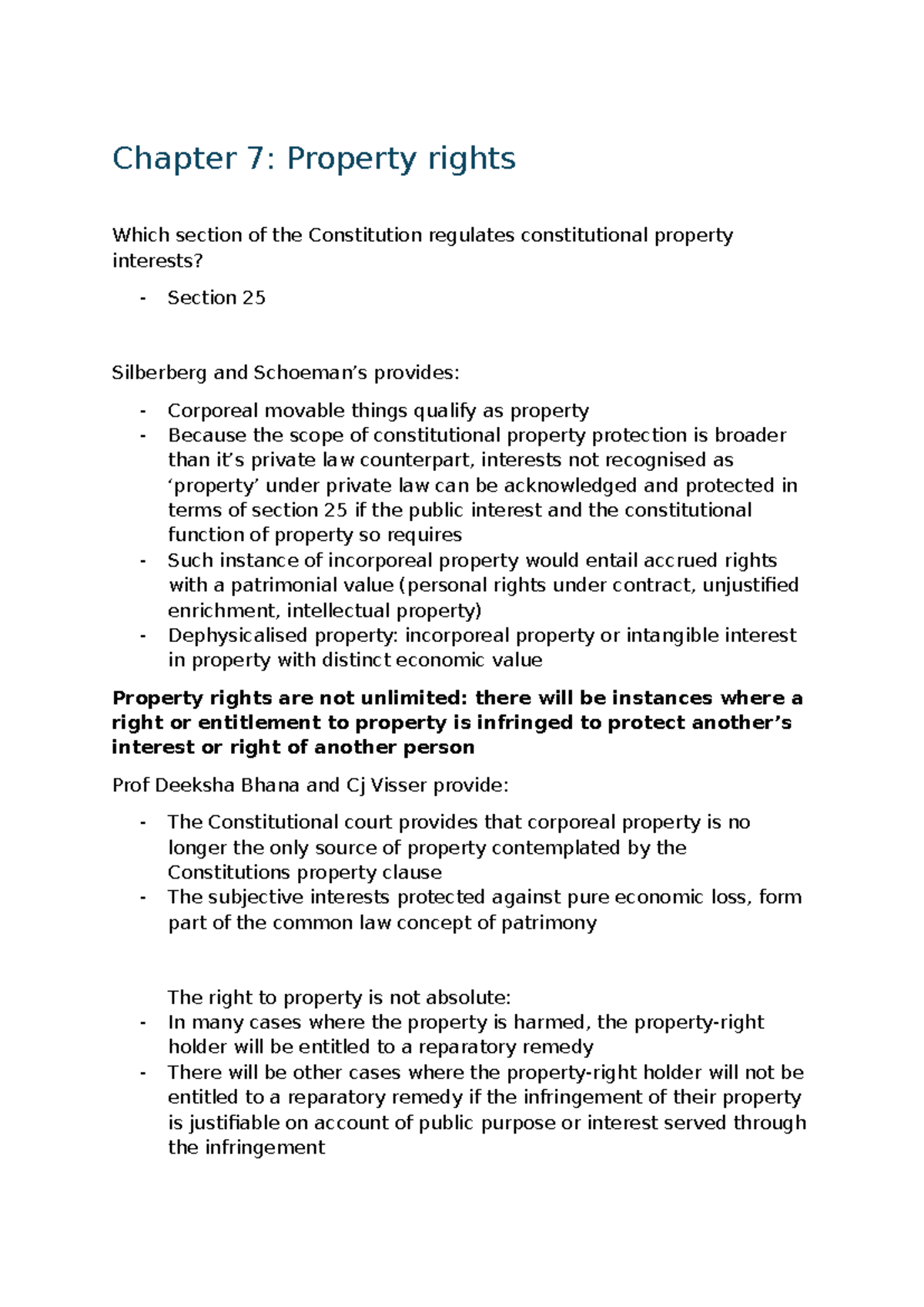 Chapter 7 & 8: Property Rights and Statutory Financial Loss Analysis ...