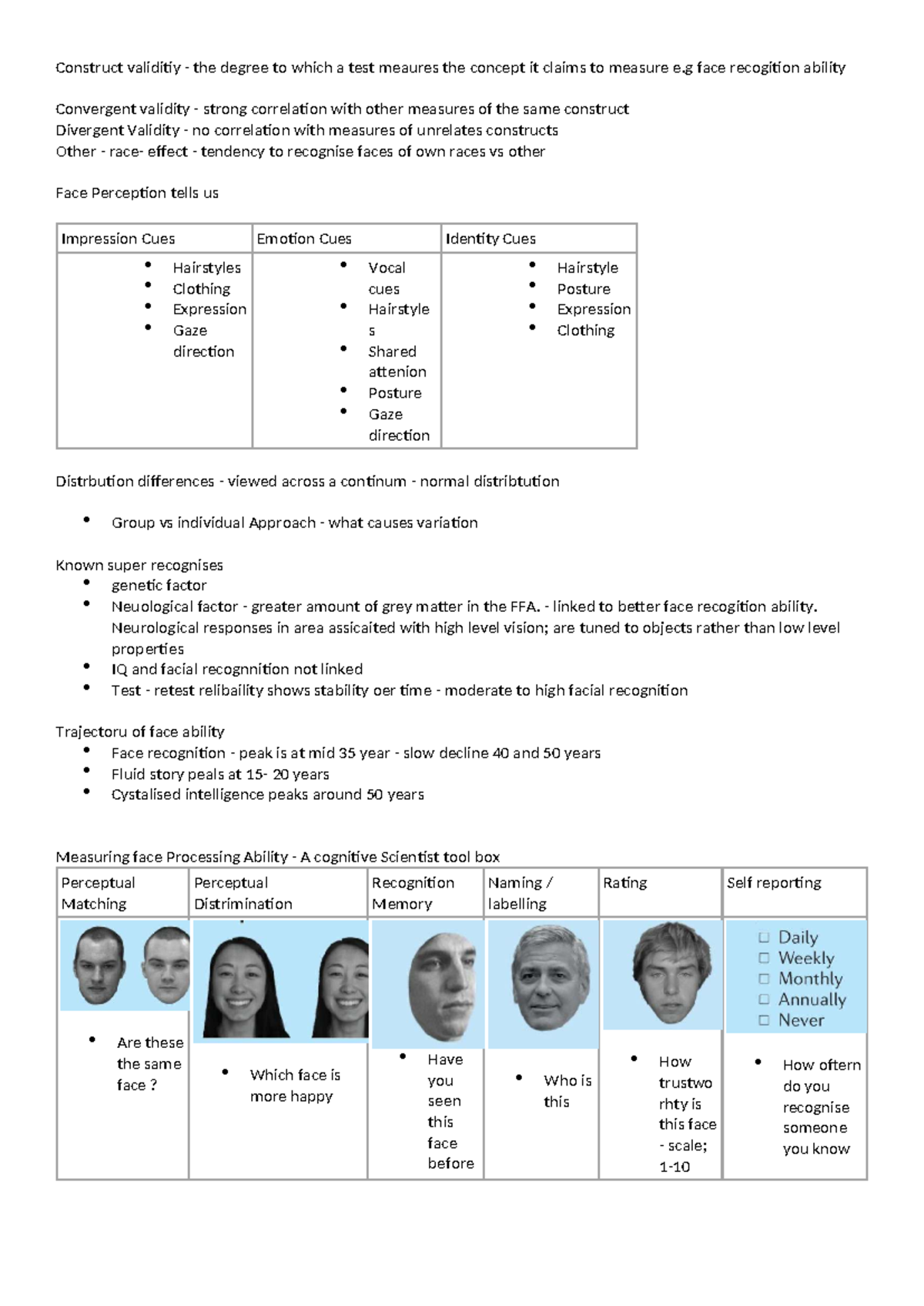 Week 5 - Lecture Summary: Understanding Face Recognition Validity - Studocu