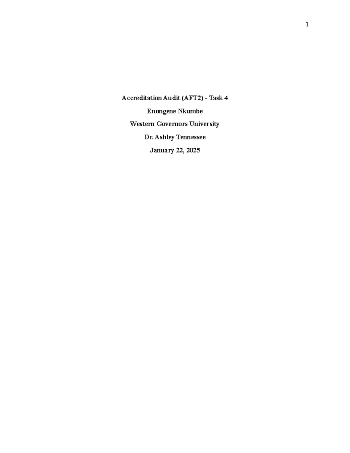 Task 4 - Task 4 of accreditation audit - Accreditation Audit (AFT2 ...