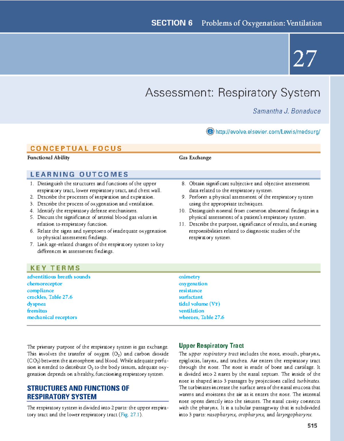 Respiratory System Overview and Assessment - Studocu