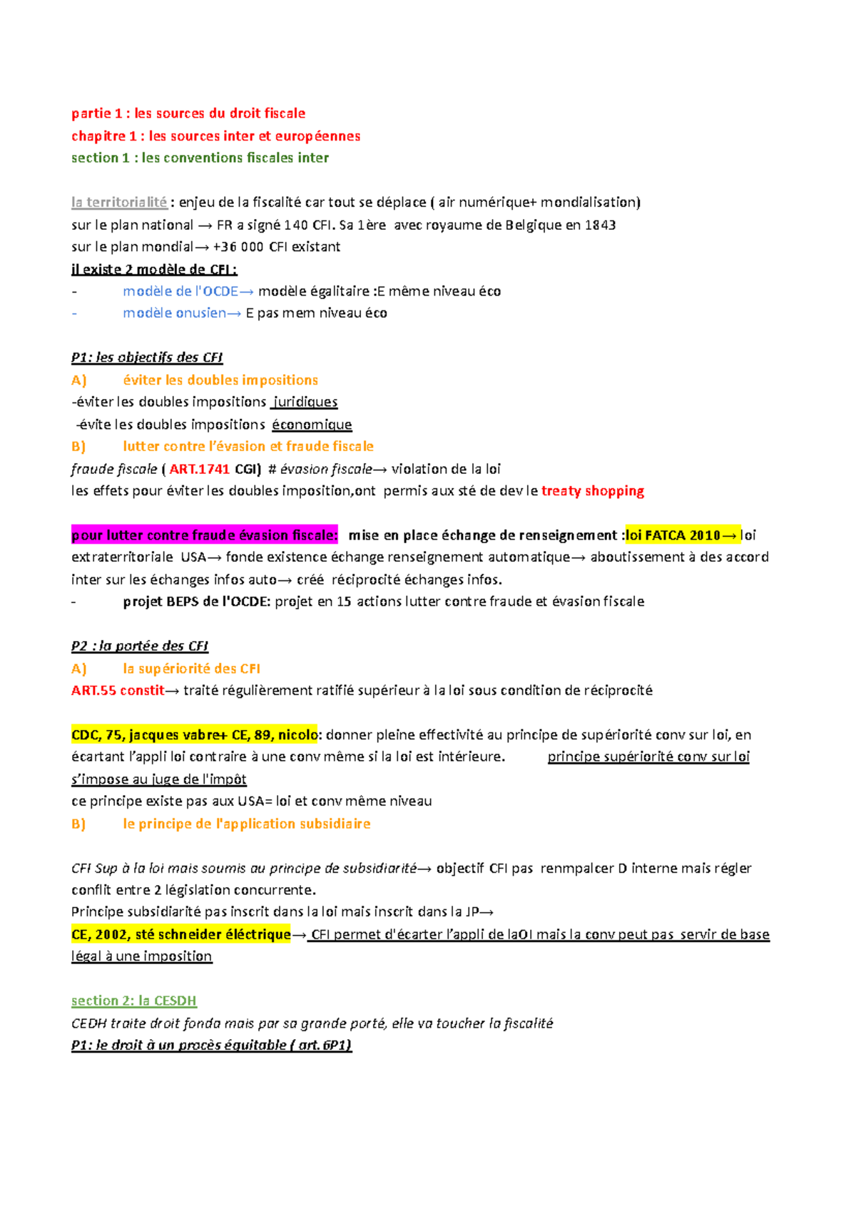 Fiche Droit Fiscal : Sources du Droit Fiscal & Conventions Fiscales ...
