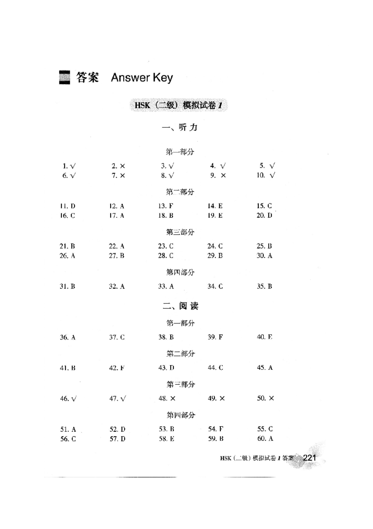 New HSK II - 1 Answer Key for Exam Preparation - Studocu