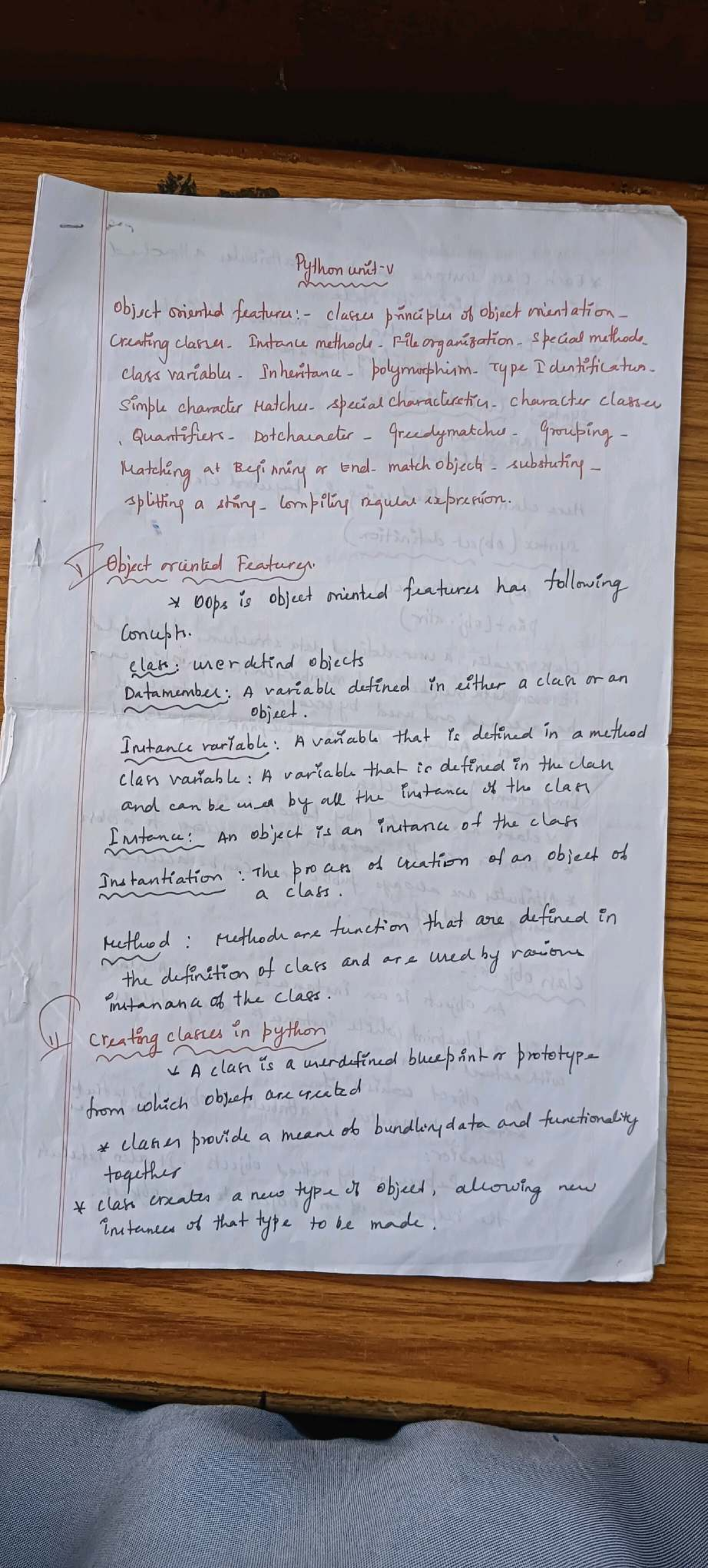 Python 5 Unit: Object-Oriented Programming Concepts and Regular ...