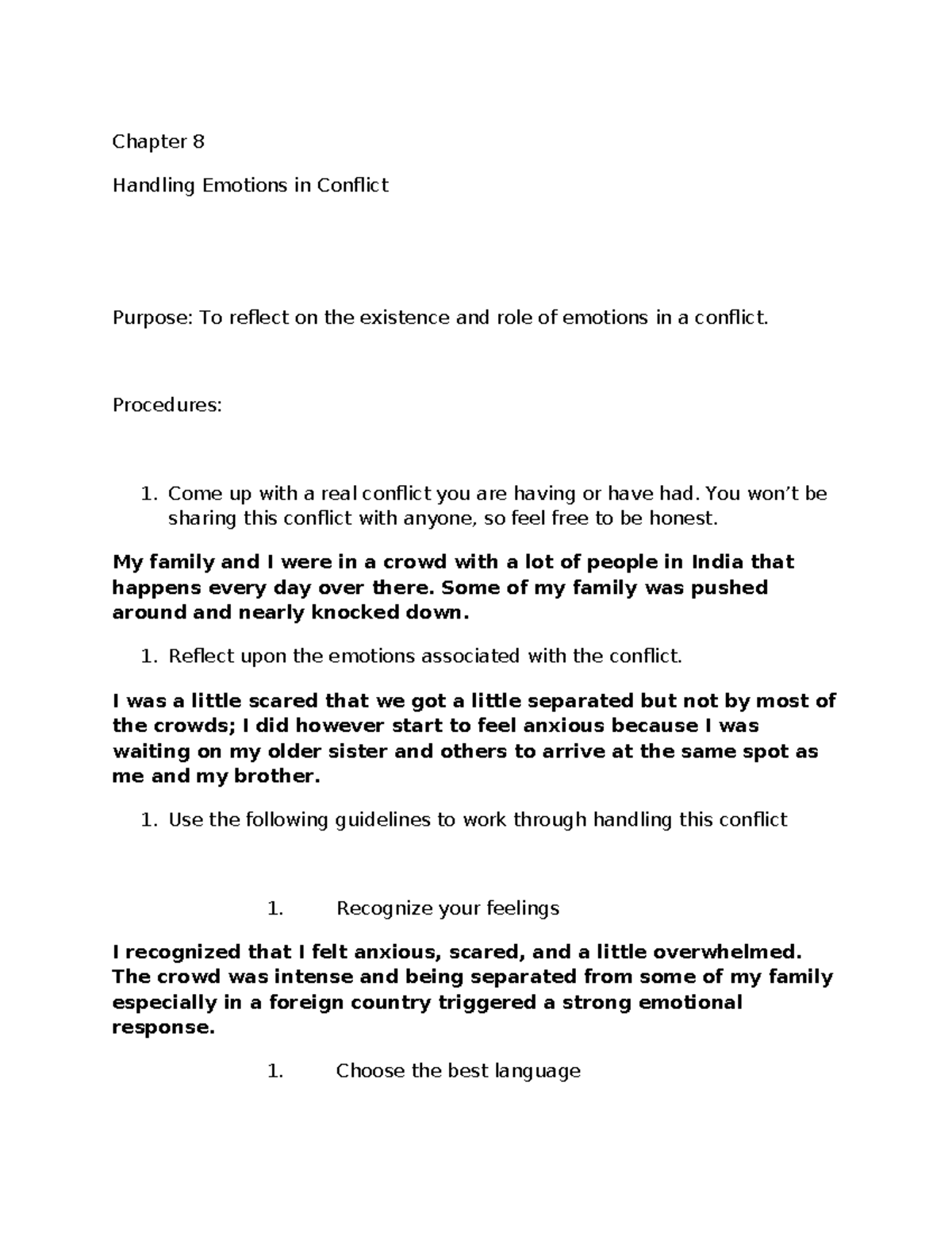 Chapter 8: Handling Emotions During Conflict - Reflection & Guidelines ...