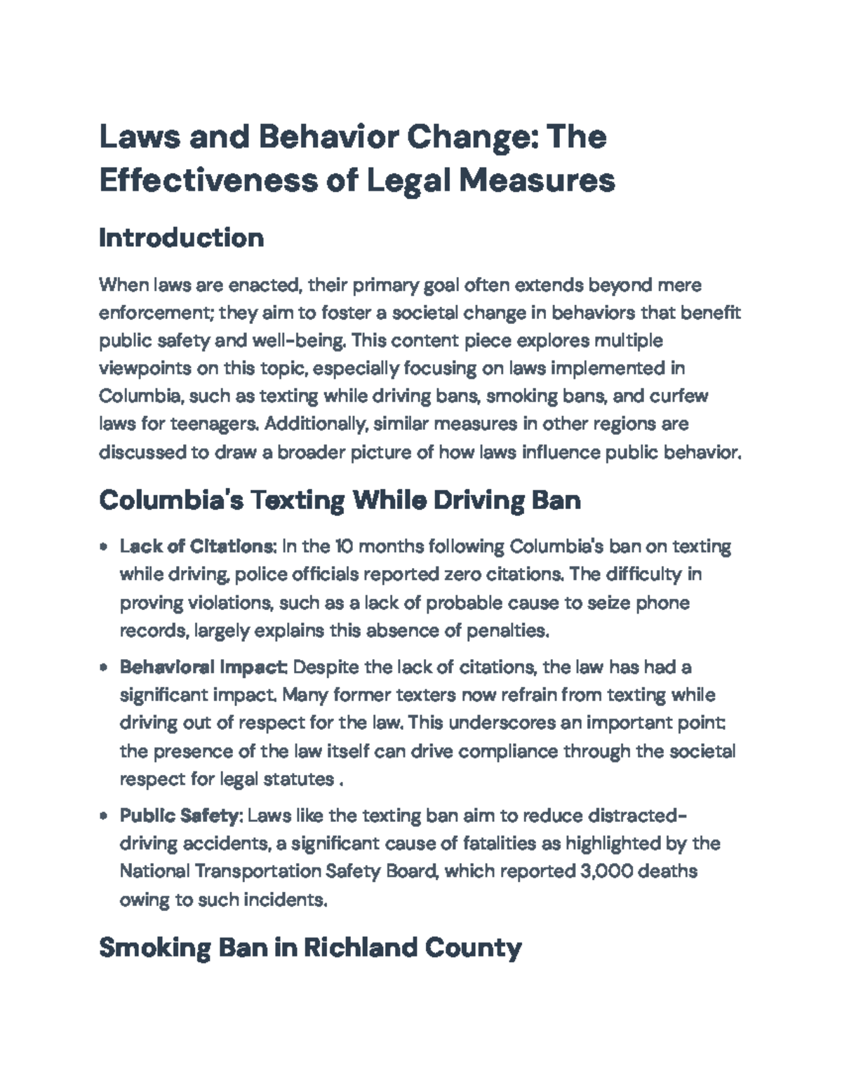 Laws and Behavior Change: Analyzing Legal Measures' Impact on Society ...