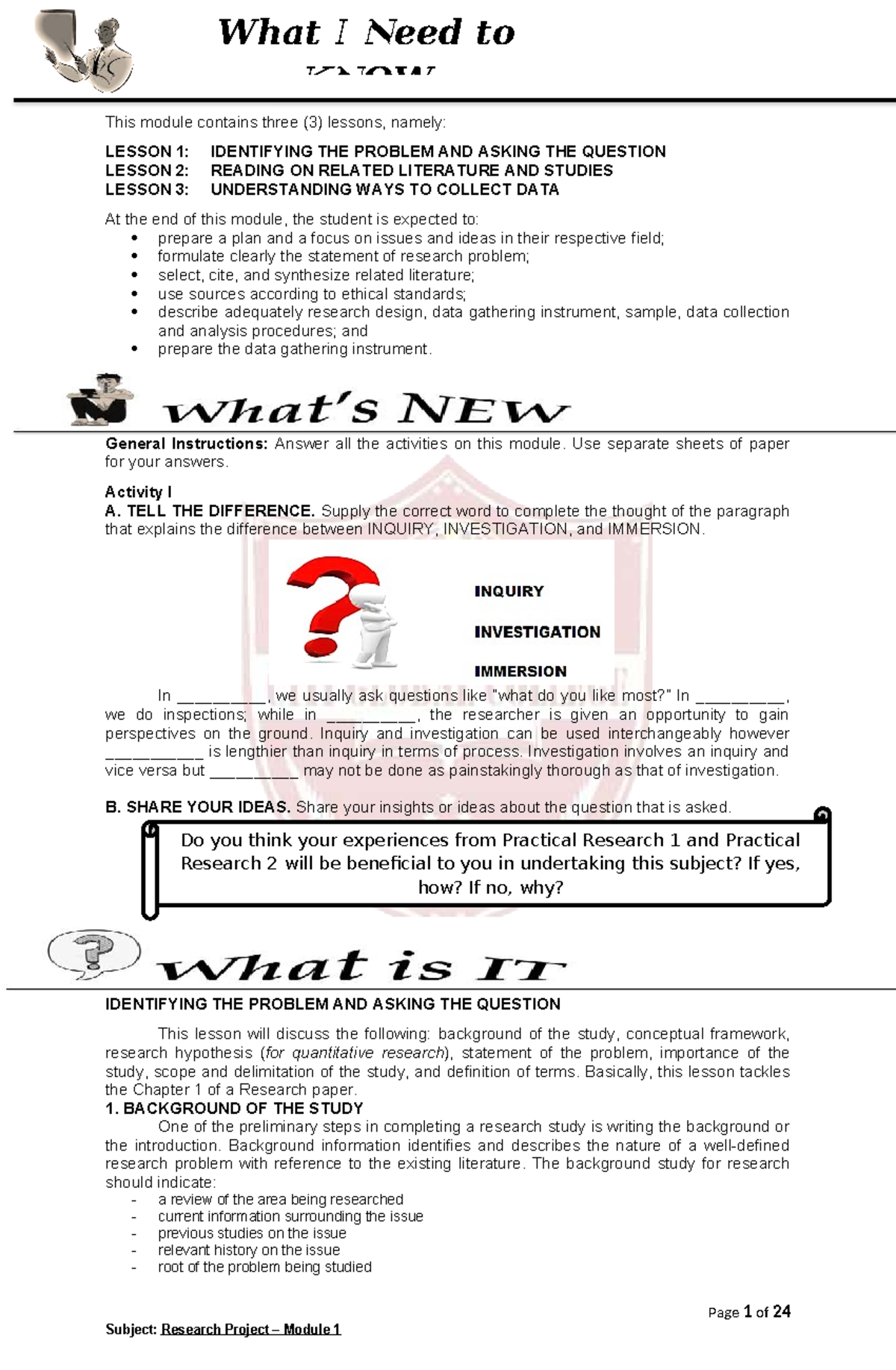 Research Project Module 1: Understanding Research Fundamentals and Data ...