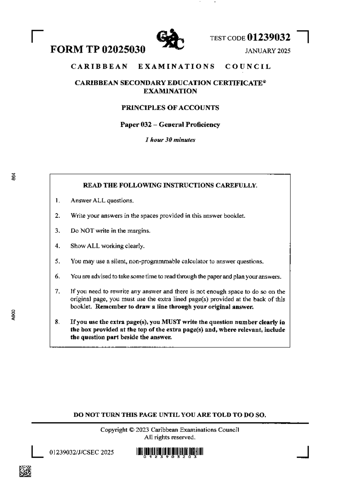 CSEC Principles of Accounts Paper 3 Case Study Exam Jan 2025 - Studocu