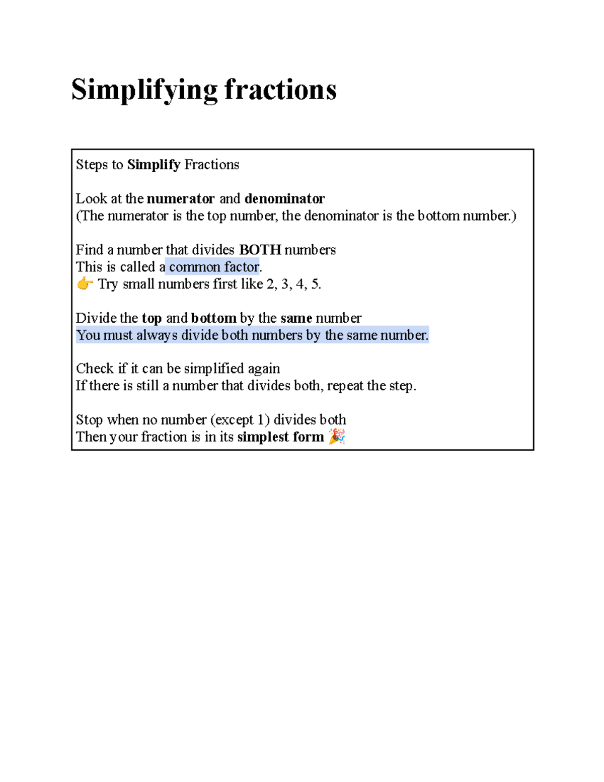Lesson 2 - Simplifying Fractions, Decimals, and Percentages - Studocu