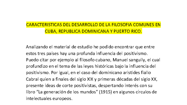 Características del Desarrollo de la Filosofía en Cuba, RD y PR - U4A2 ...