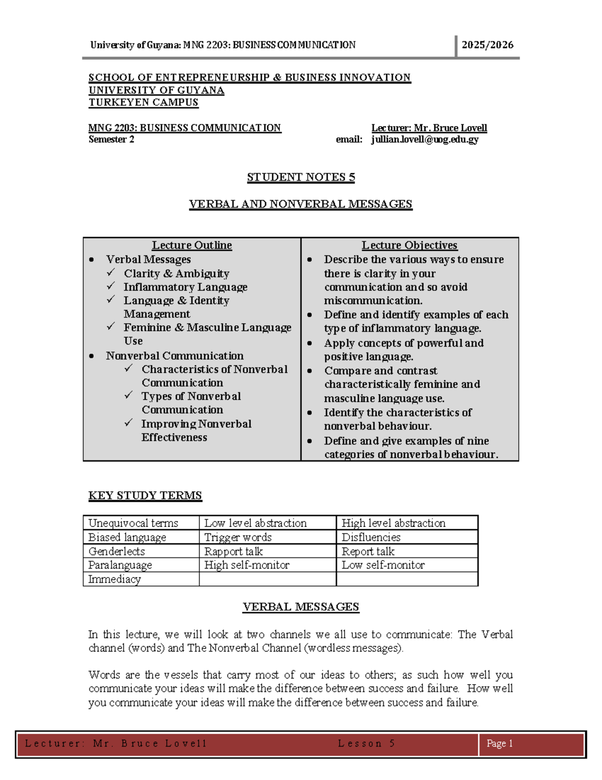 MNG 2203: Business Communication - Lesson 5 Notes - Studocu