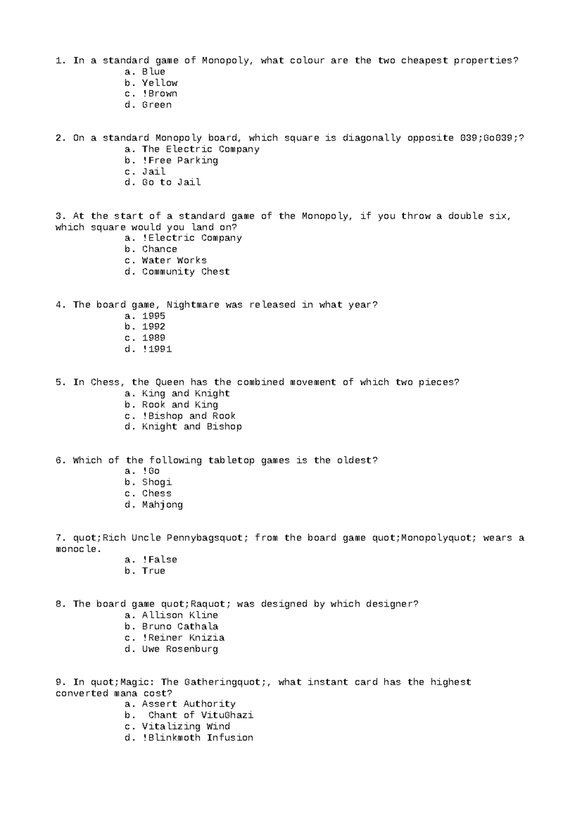 DANC 233 - Homework 4: Game Trivia & History Quiz Questions - Studocu