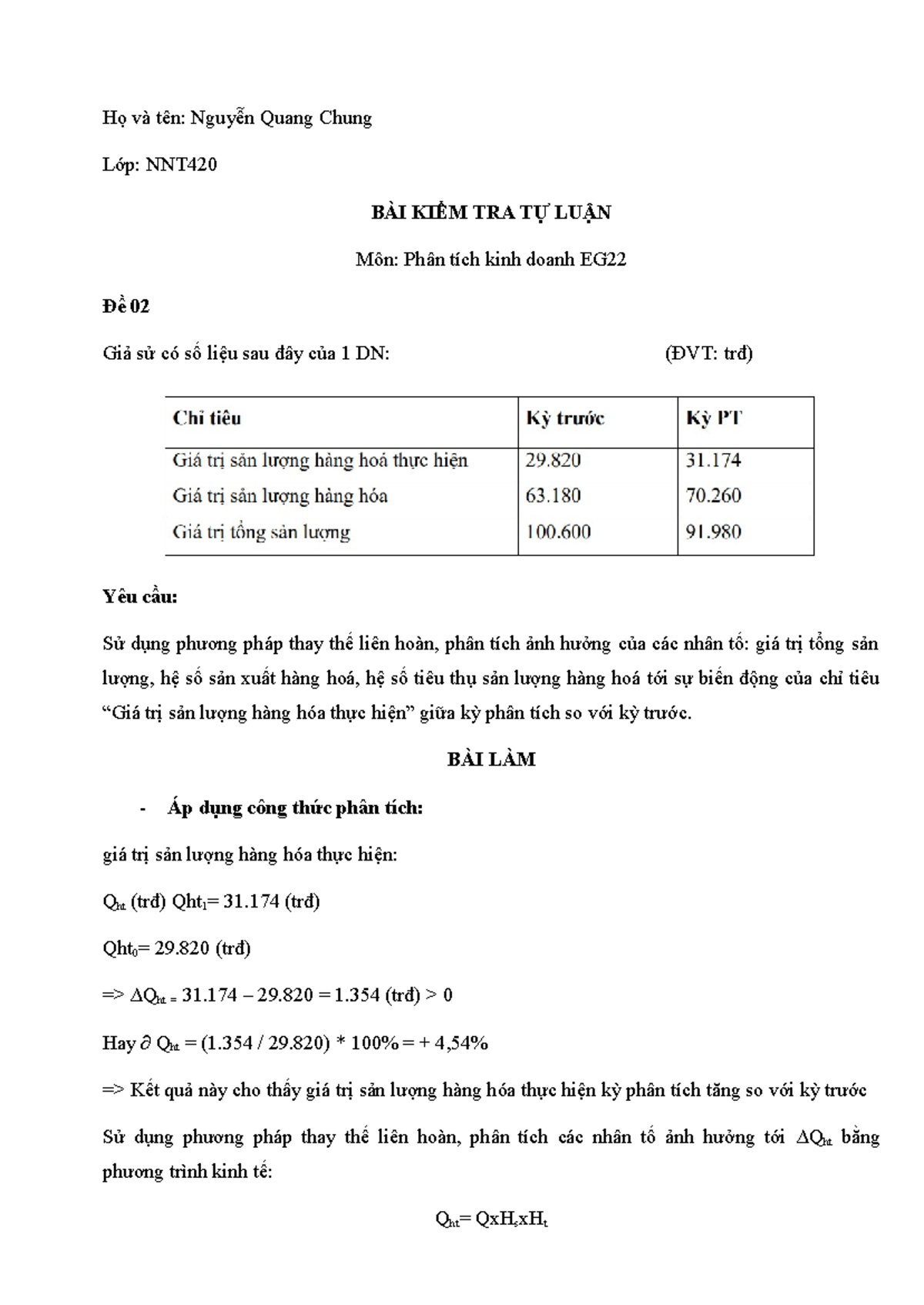 Phân Tích Kinh Doanh EG22 - Bài Kiểm Tra Tự Luận Đề 02 - Document Preview