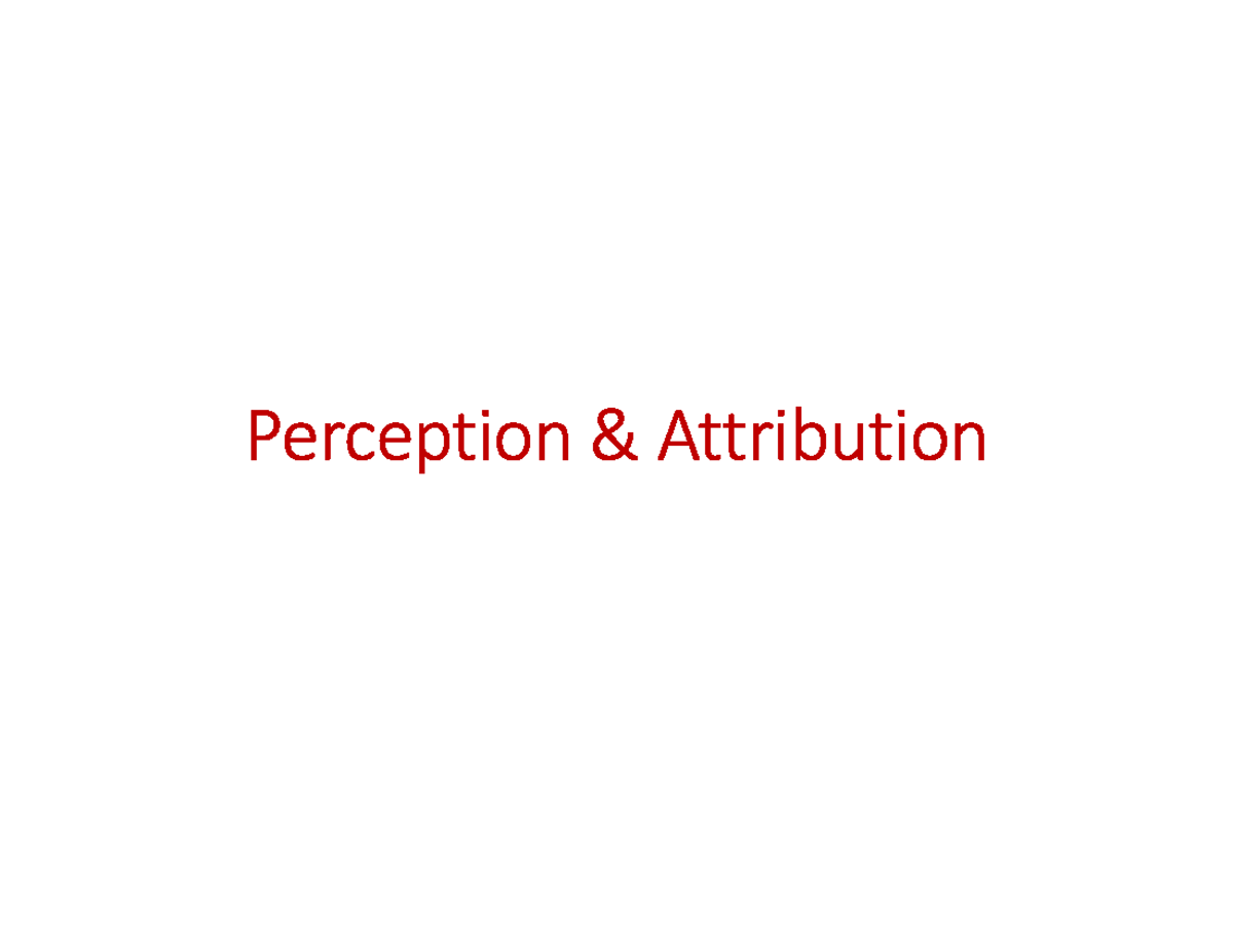 Chapter 5 - Perception & Attribution Study Notes - Studocu