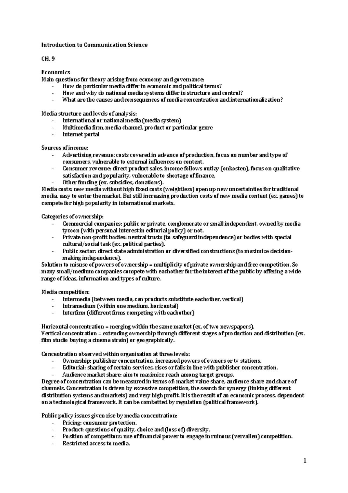Introduction to Communication Science (H09-14): Economics, Politics ...