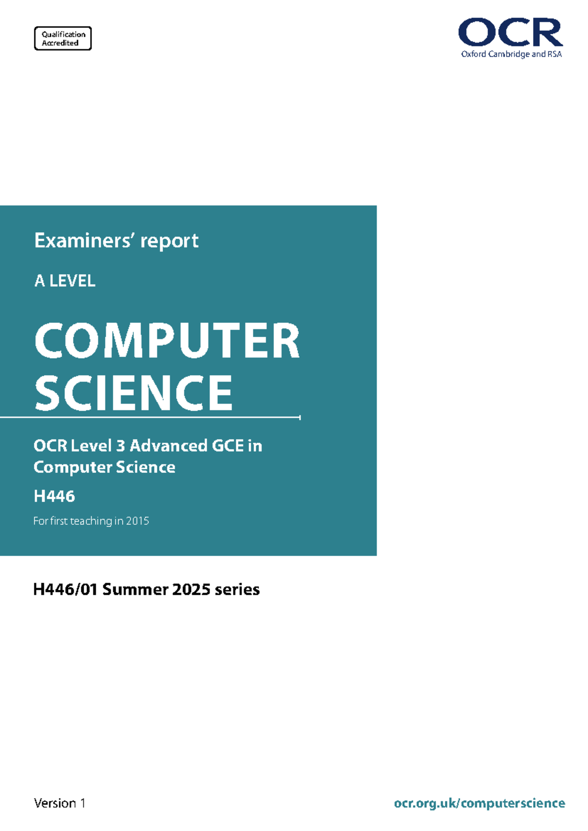 Examiner's Report: A Level Computer Science (H446) June 2025 Insights ...