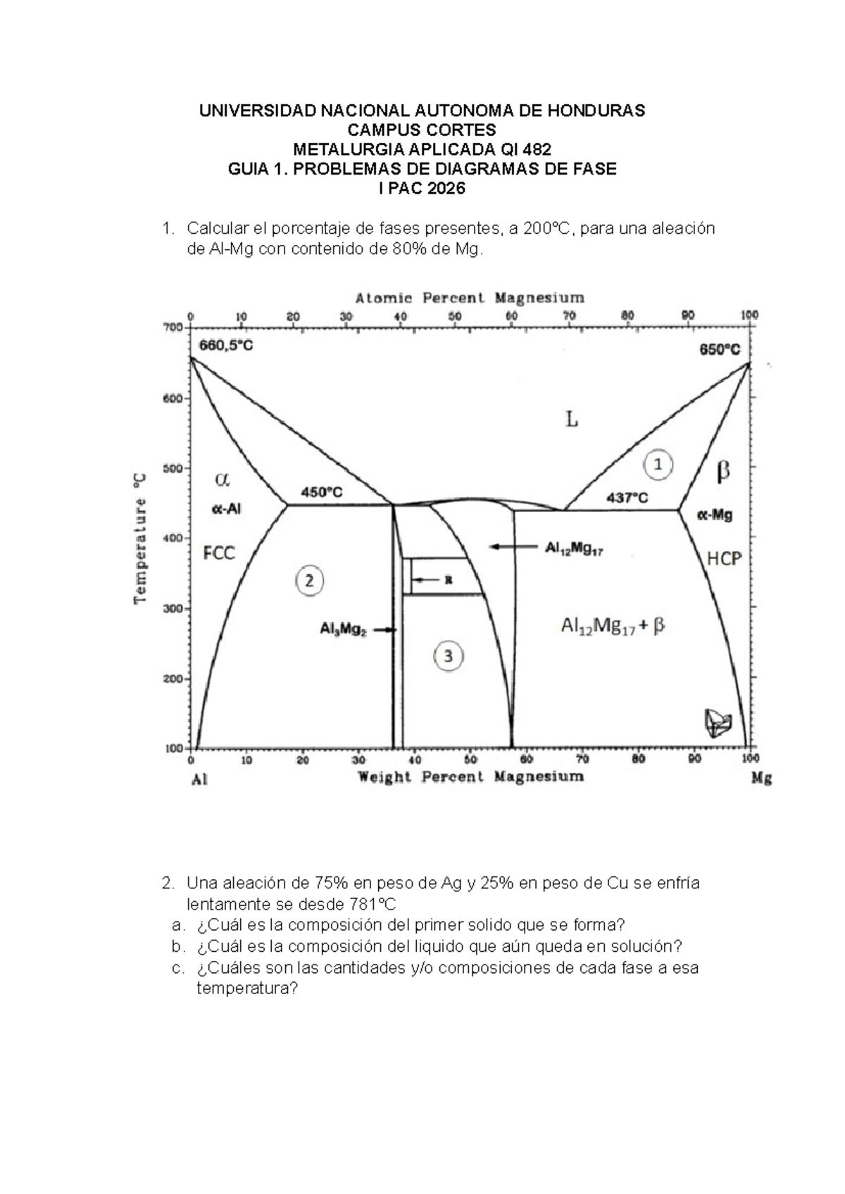 Guía 1: Problemas de Diagramas de Fases II QI 482 PAC 2026 - Studocu