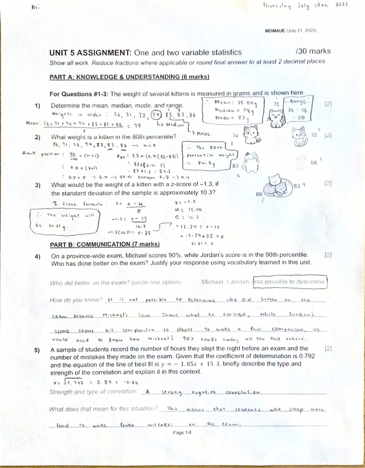 MDM4UE (July 21, 2025) - Unit 5 Assignment: Statistics Analysis - Studocu