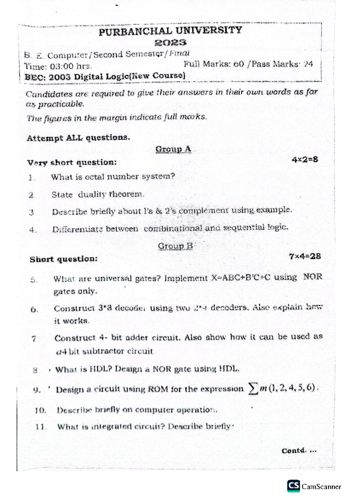 Digital Logic Past Questions BEG171CO: 2023 Exam Review - Studocu