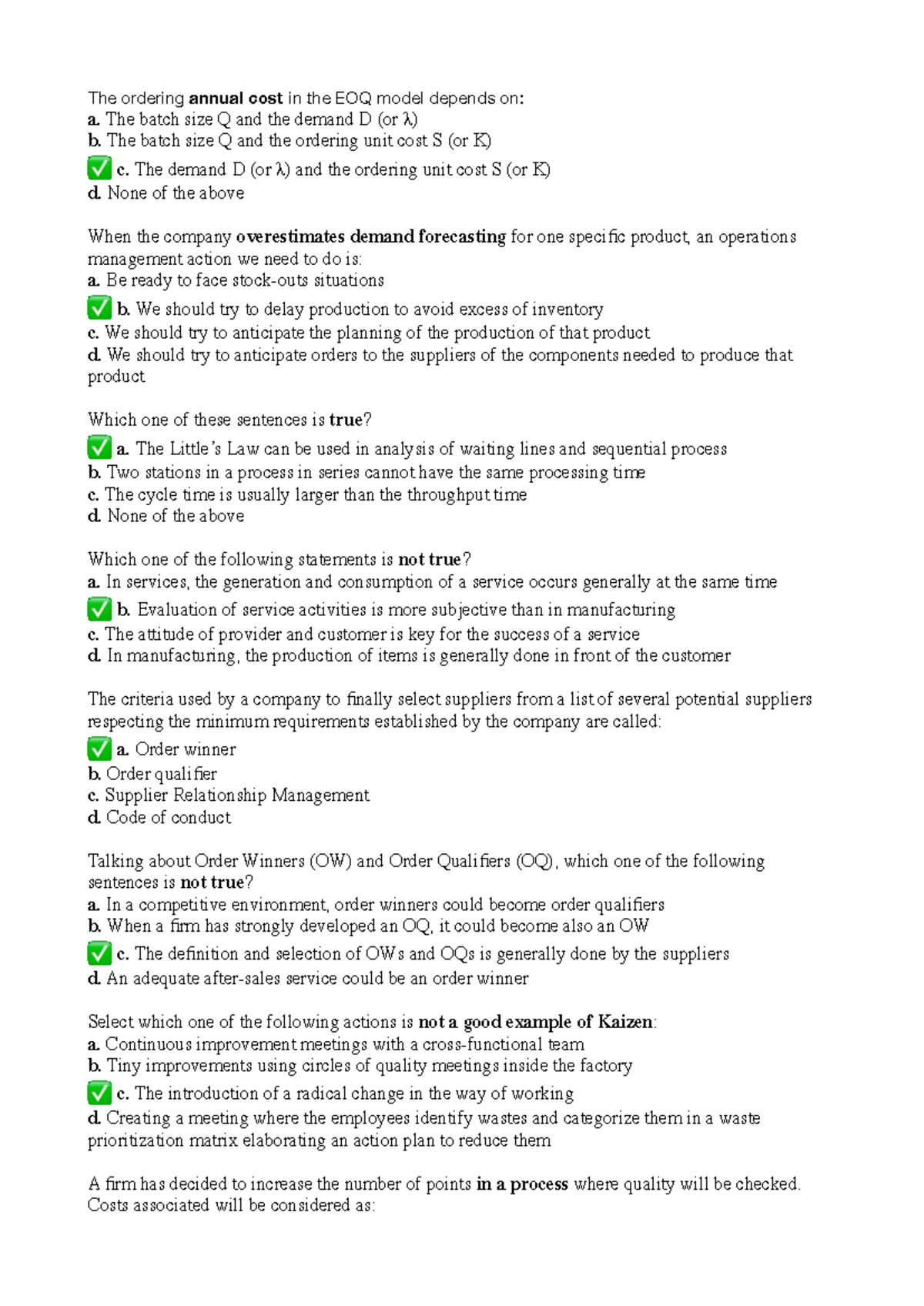Operations Management Past Exam - 2024: Key Concepts & Questions - Studocu