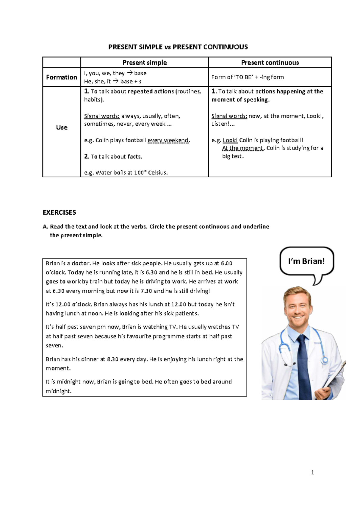 Extra Notes on Present Simple vs Present Continuous - Studocu