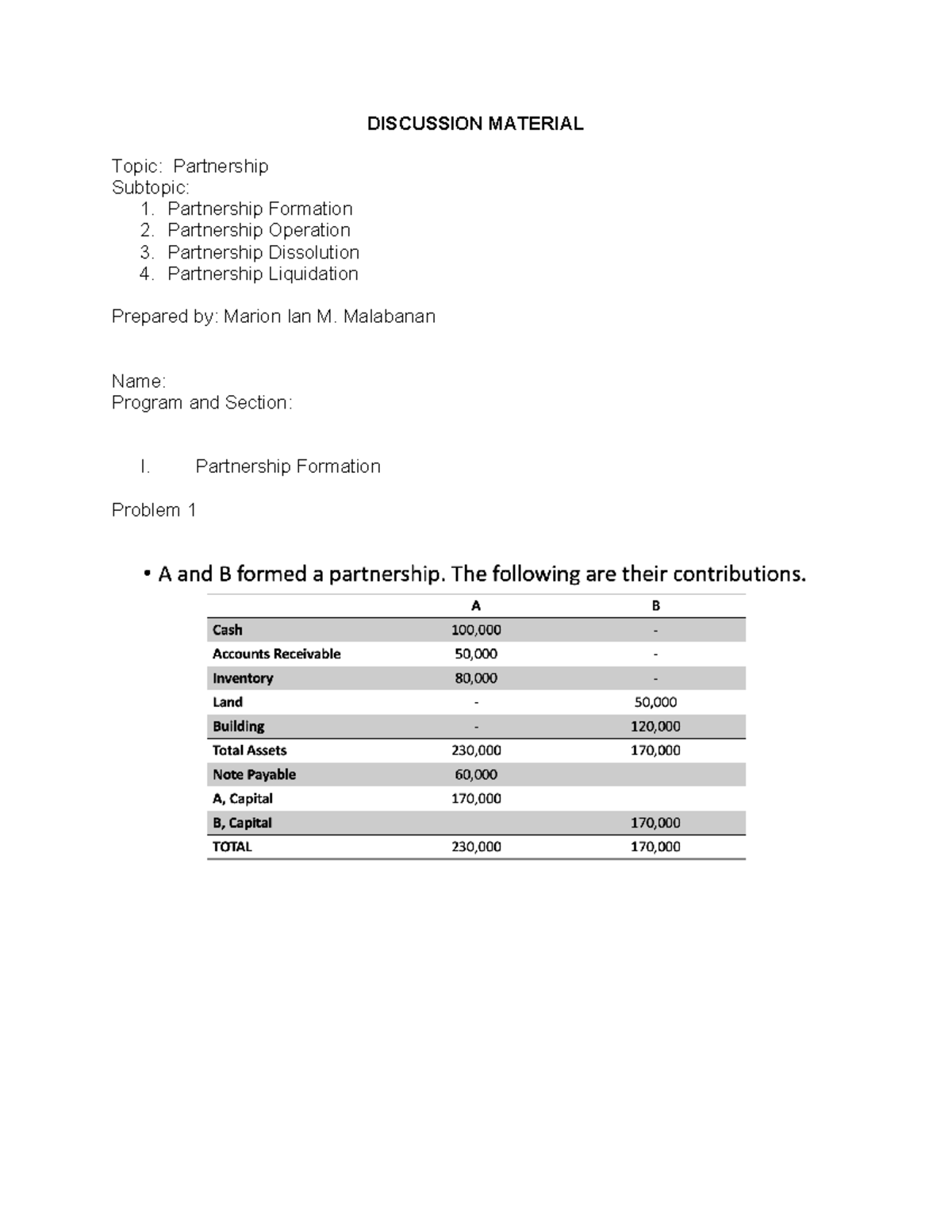 Partnership Part 2 (with Dissolution and Liquidation) - DISCUSSION ...
