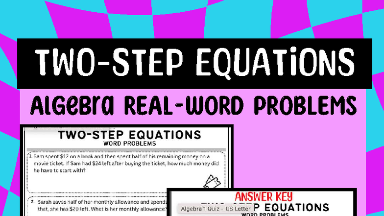 EQUATIONS Algebra WORD PROBLEMS Practice Quiz Answer Key - Studocu