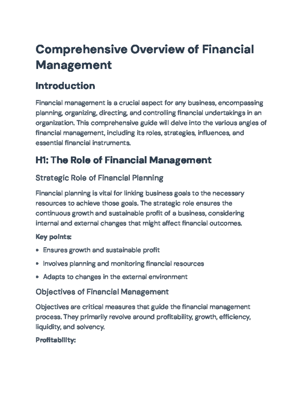 Comprehensive Guide to Financial Management and Strategy (Course Code ...