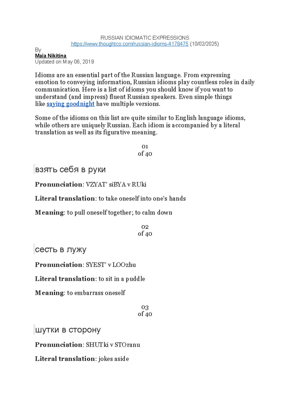 RUS 101: Essential Russian Idiomatic Expressions for Communication ...