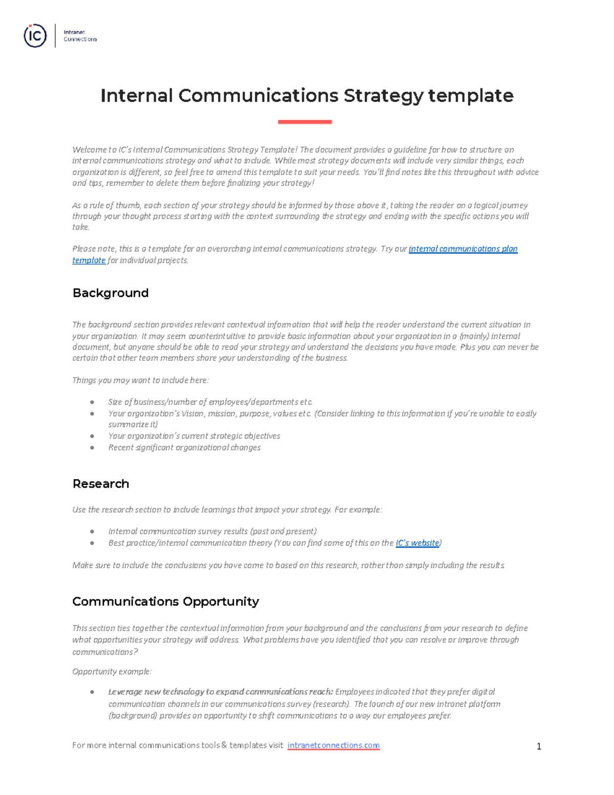 Internal Communications Strategy Template - Guideline for Success - Studocu