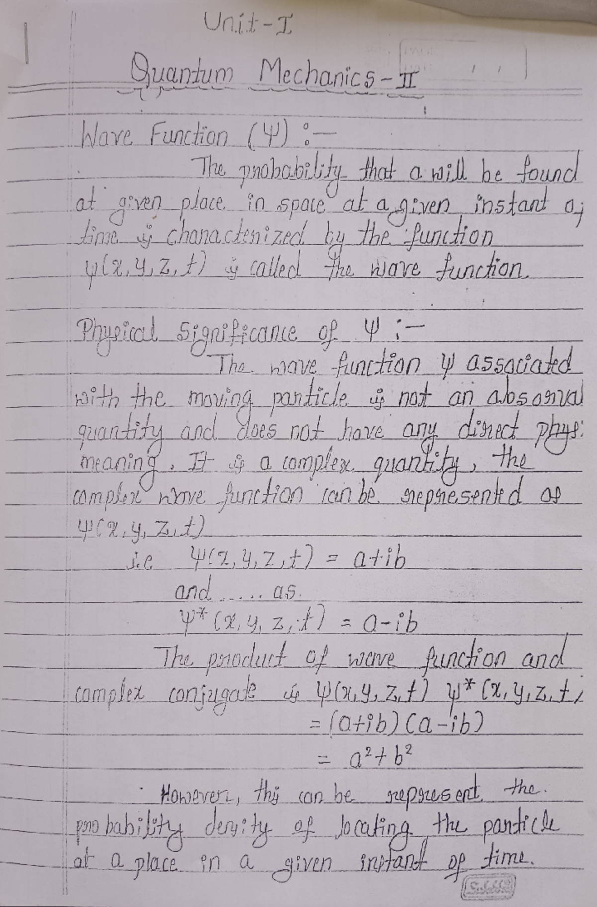 Physics 2 - Unit I mot Quantum Mechanics II Wave Function (4) The ...