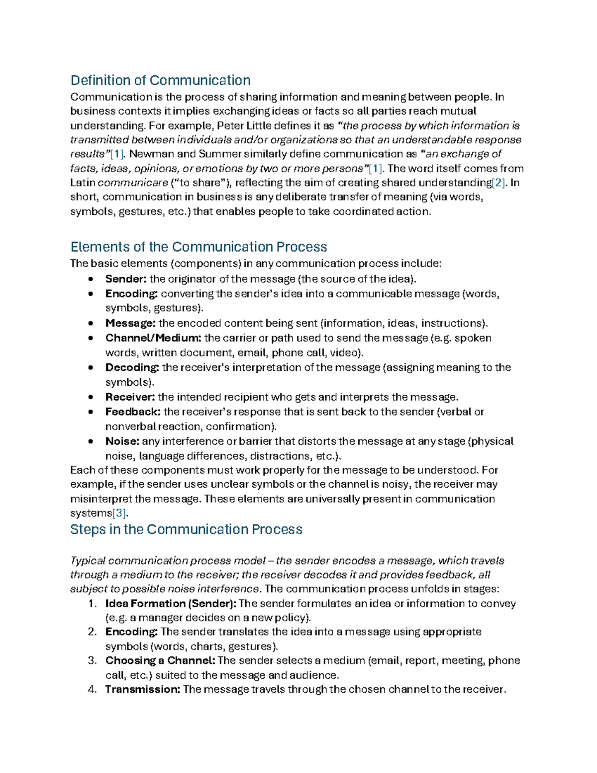 Business Communication Study Notes: Key Concepts & Processes (Final ...